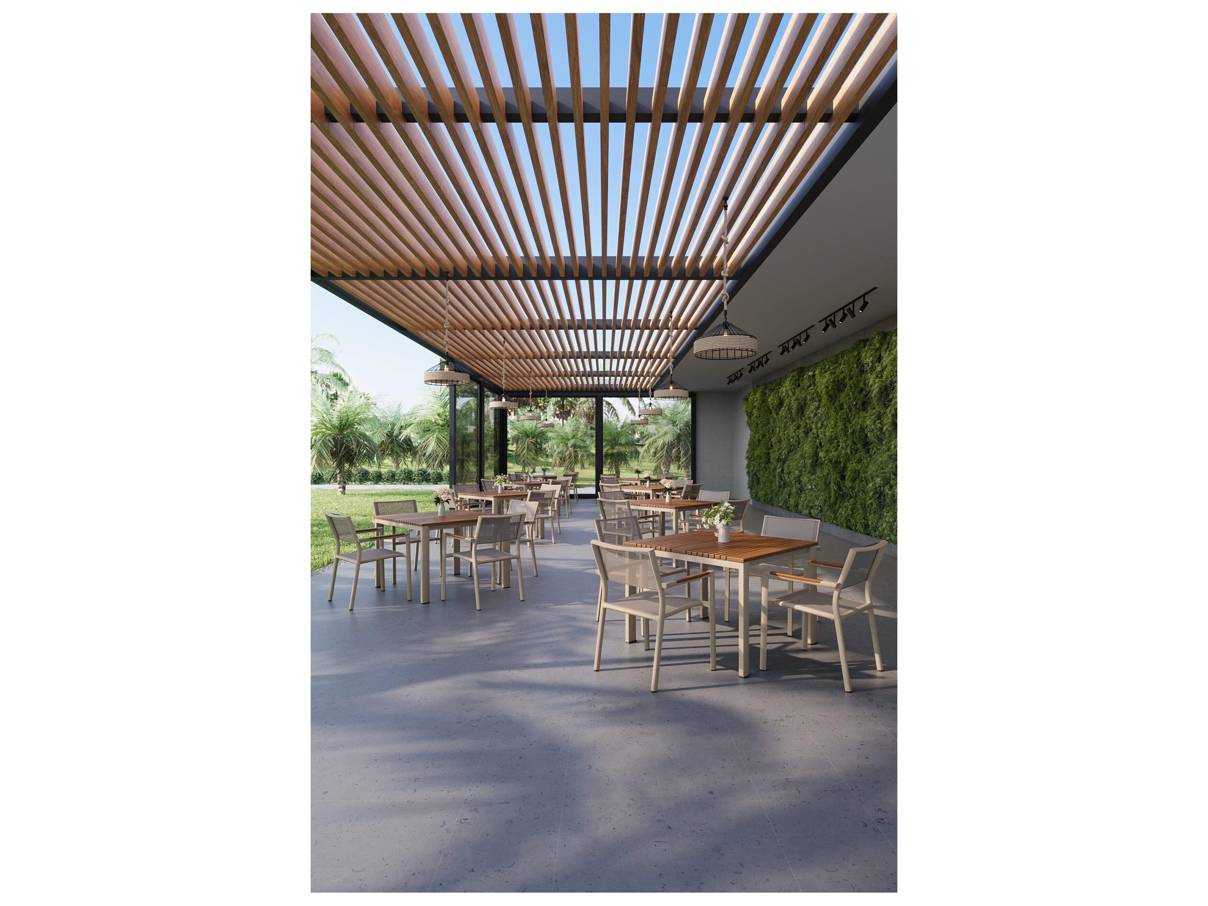 Jensen Outdoor Furniture Foundations IPE Aluminum Mesa 40" Square Dining Table with LPE Top/ Sand