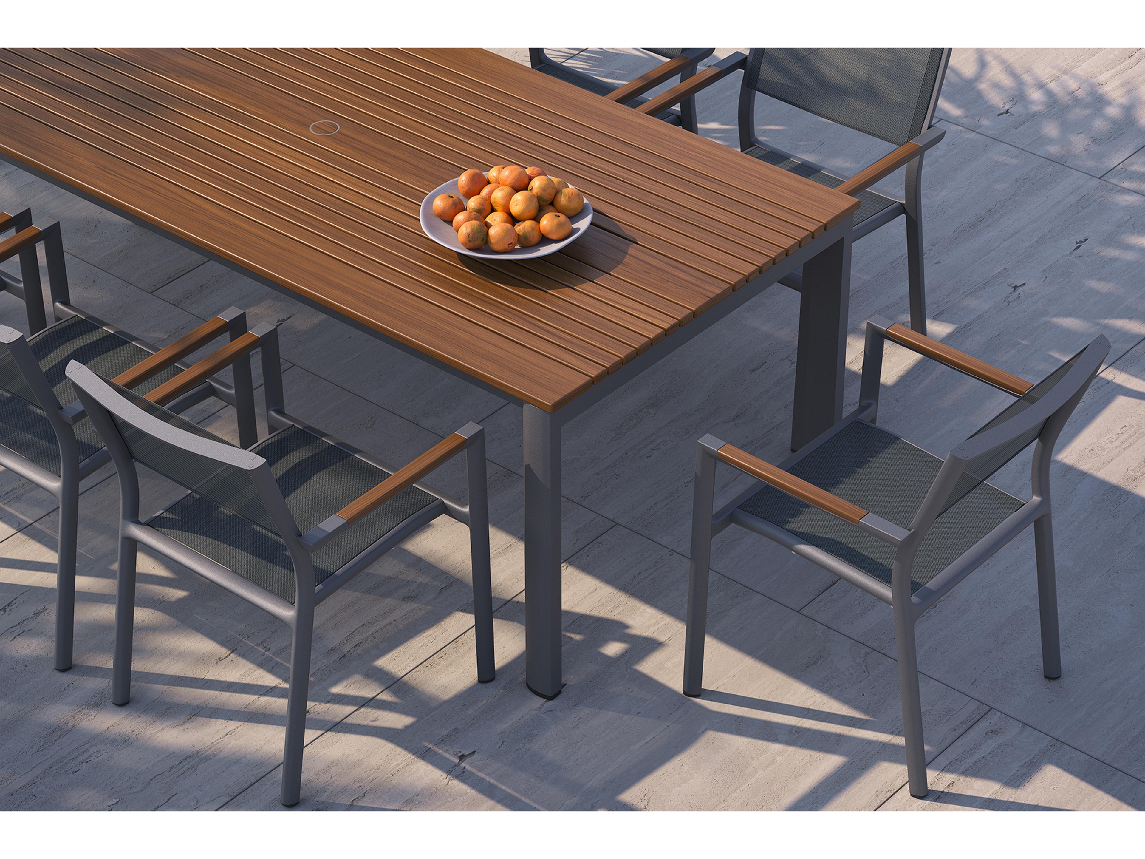 Jensen Outdoor Furniture Foundations IPE Aluminum Mesa 86" x 40" Dining Table with LPE Top/ Slate