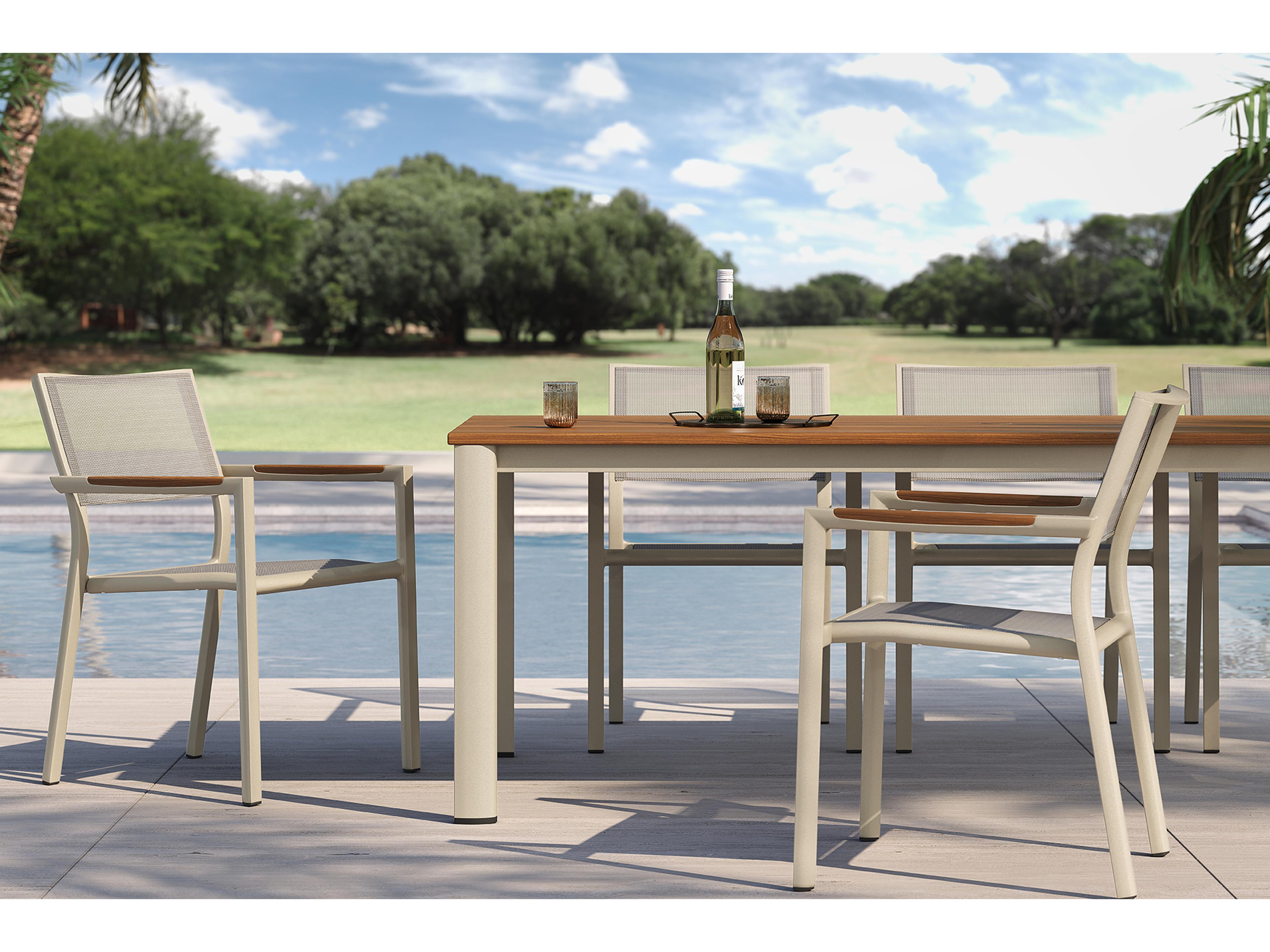 Jensen Outdoor Furniture Foundations IPE Aluminum Mesa 86" x 40" Dining Table with LPE Top/ Sand