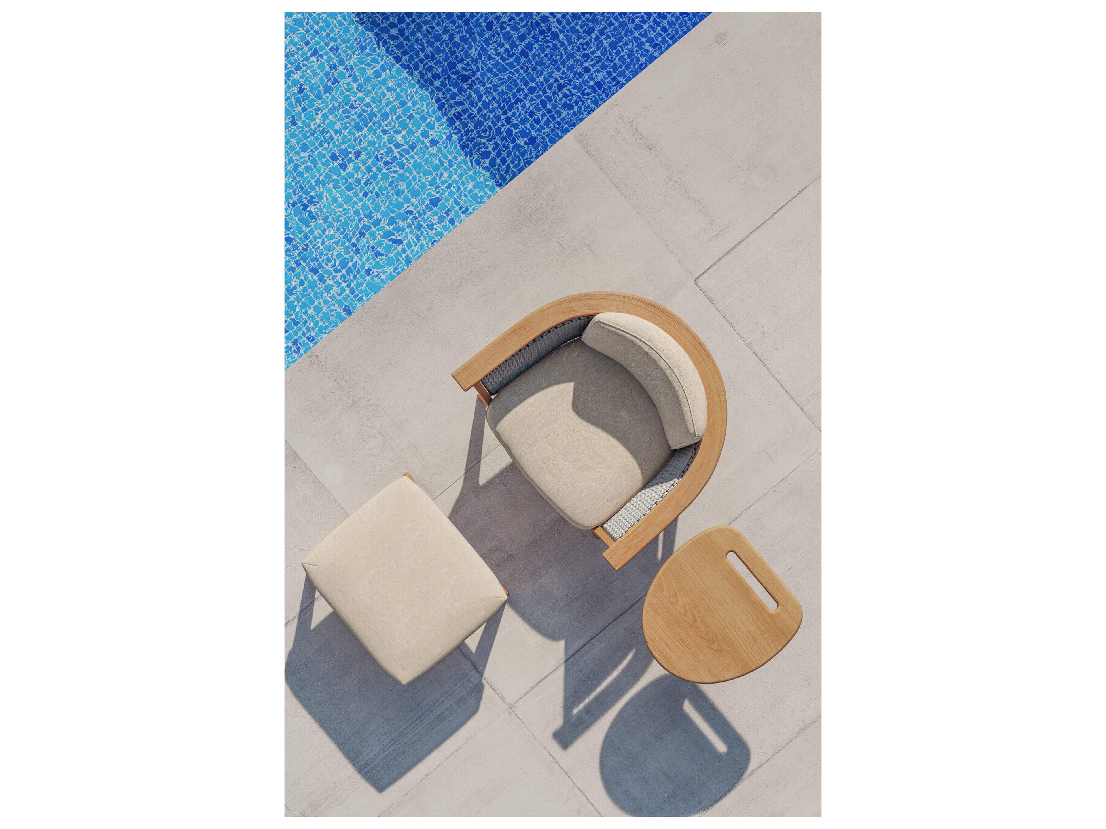 Jensen Outdoor Furniture Foundations IPE Arc 16" Side Table with Teak Top/ Slate