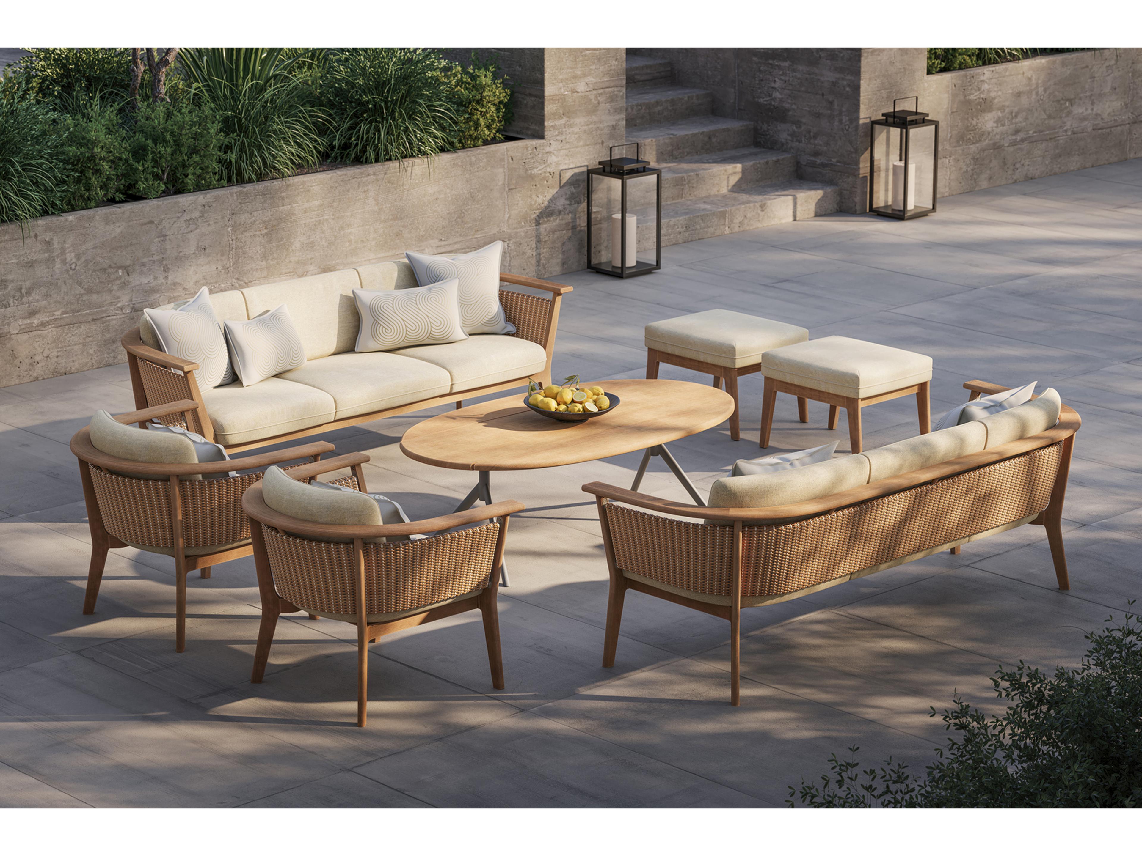 Jensen Outdoor Furniture Foundations IPE Aluminum Arc 47" x 24" Coffee Table with Teak Top/ Slate