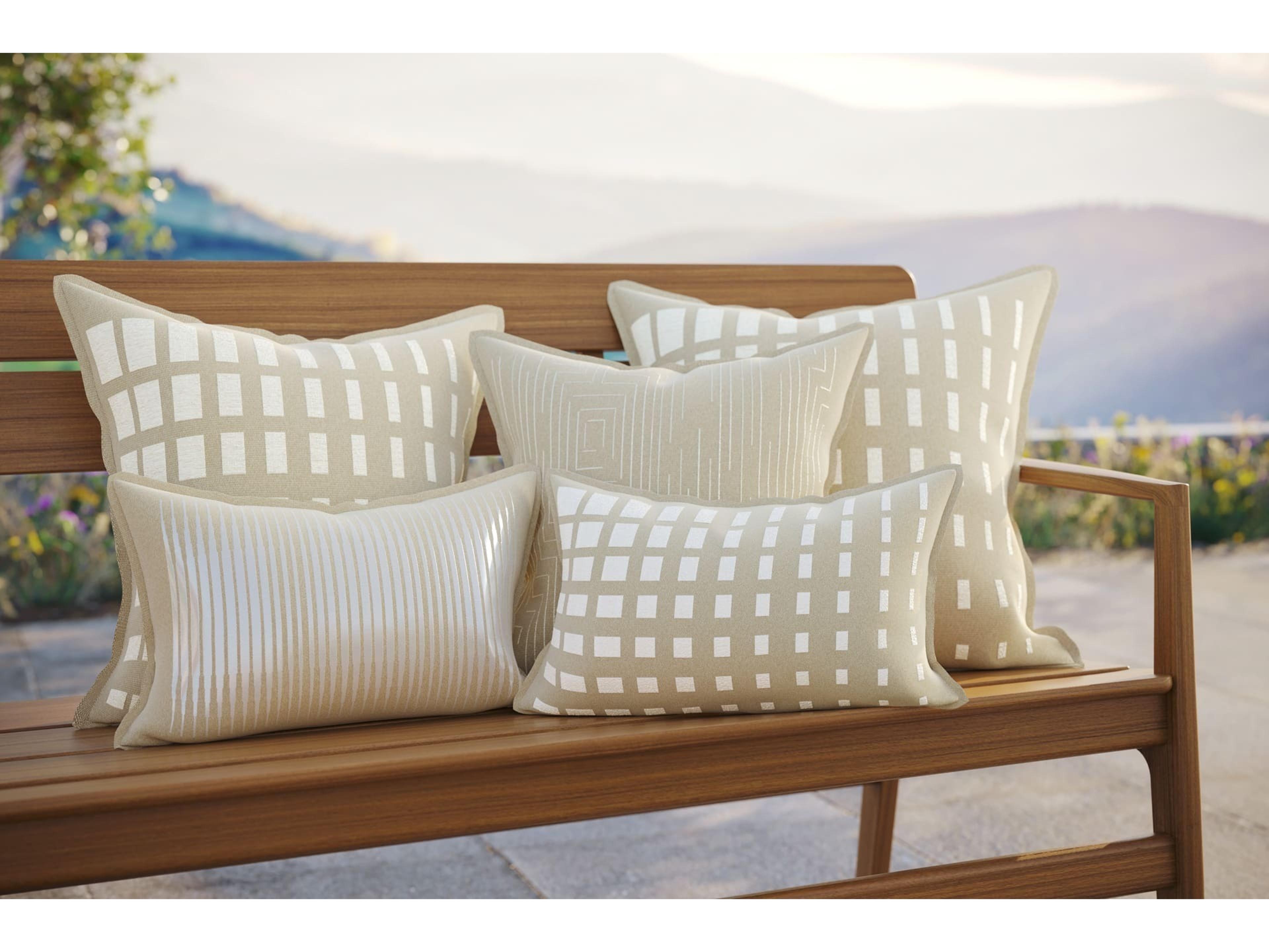 Jensen Outdoor Performance Plume Embroidery 20" x 20" Shadow Block - Desert/Ivory