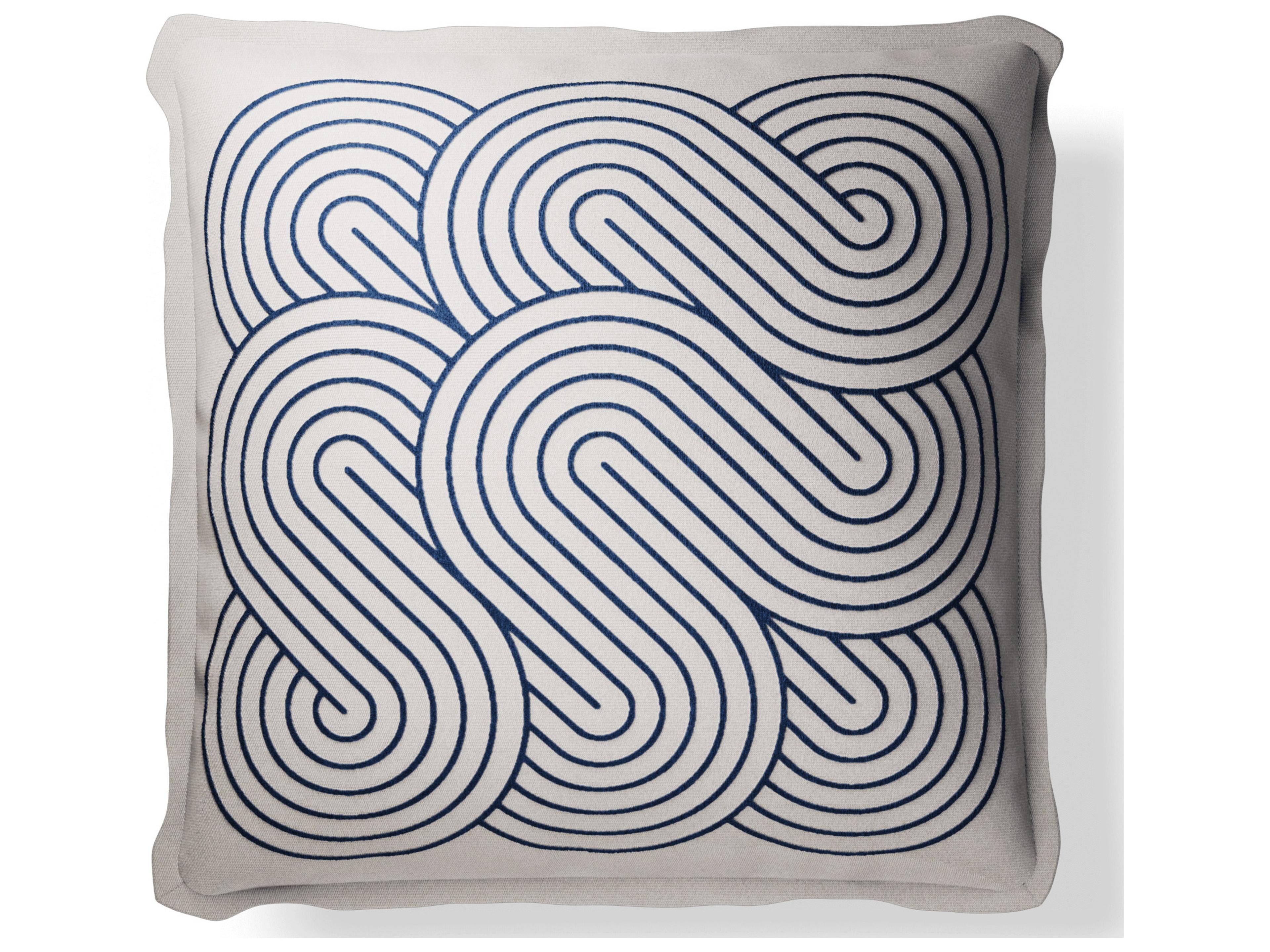 Performance Plume Embroidery 20" x 20" Spiral - Ivory/Indigo