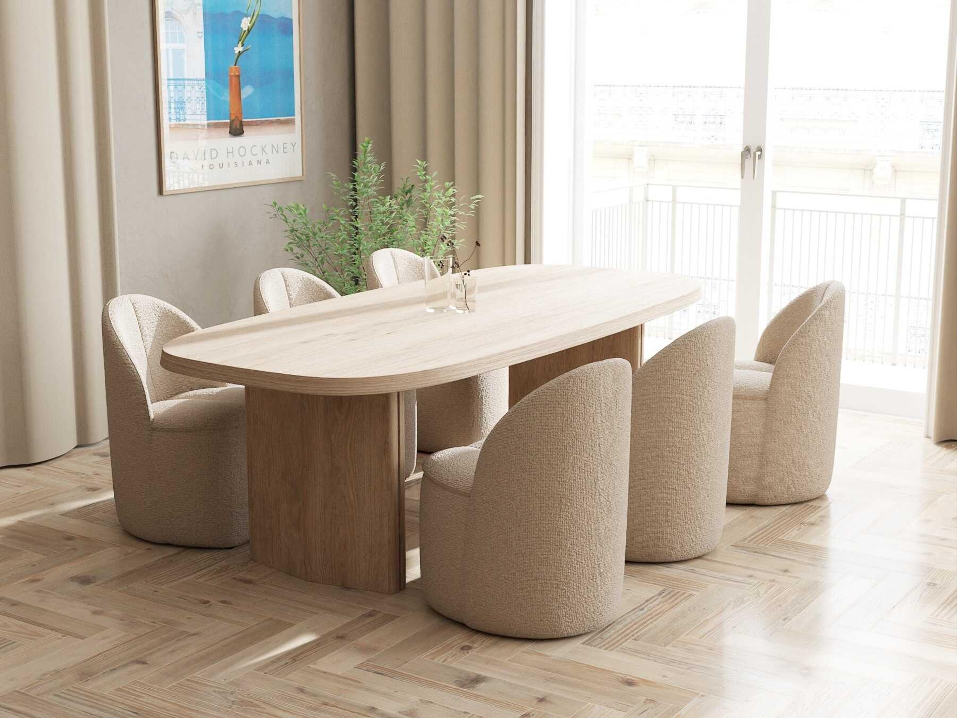 Unique Furniture Natu Rectangular Wood Natural Oak Dining Table
