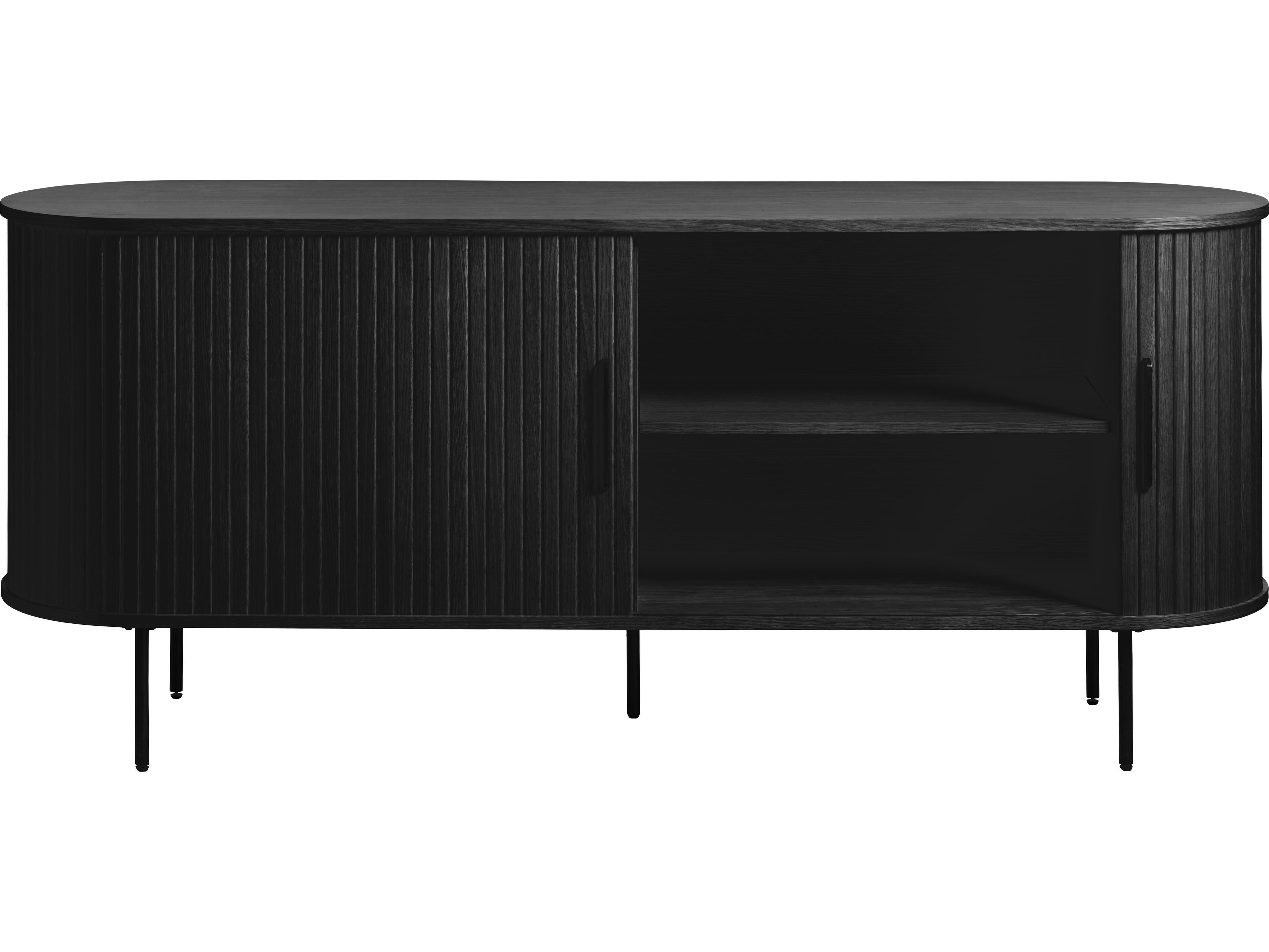 Unique Furniture Nola 55" Oak Wood Black Sideboard