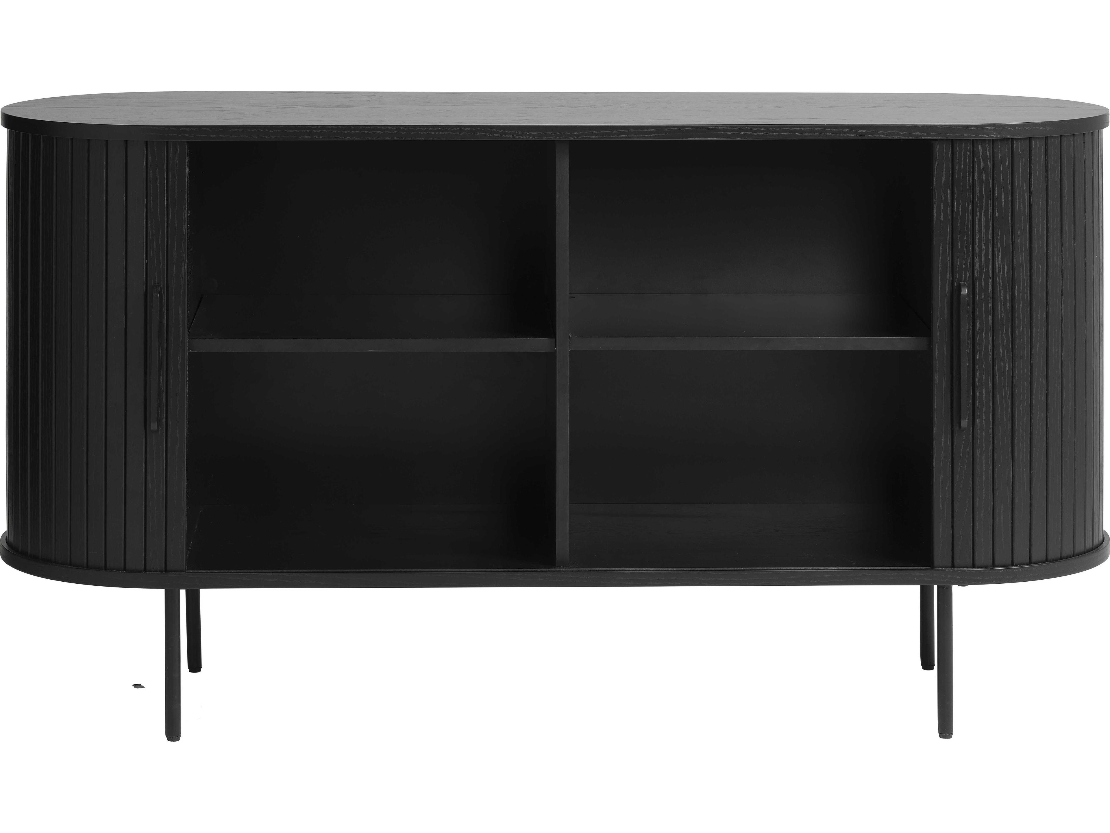 Unique Furniture Nola 55" Oak Wood Black Sideboard