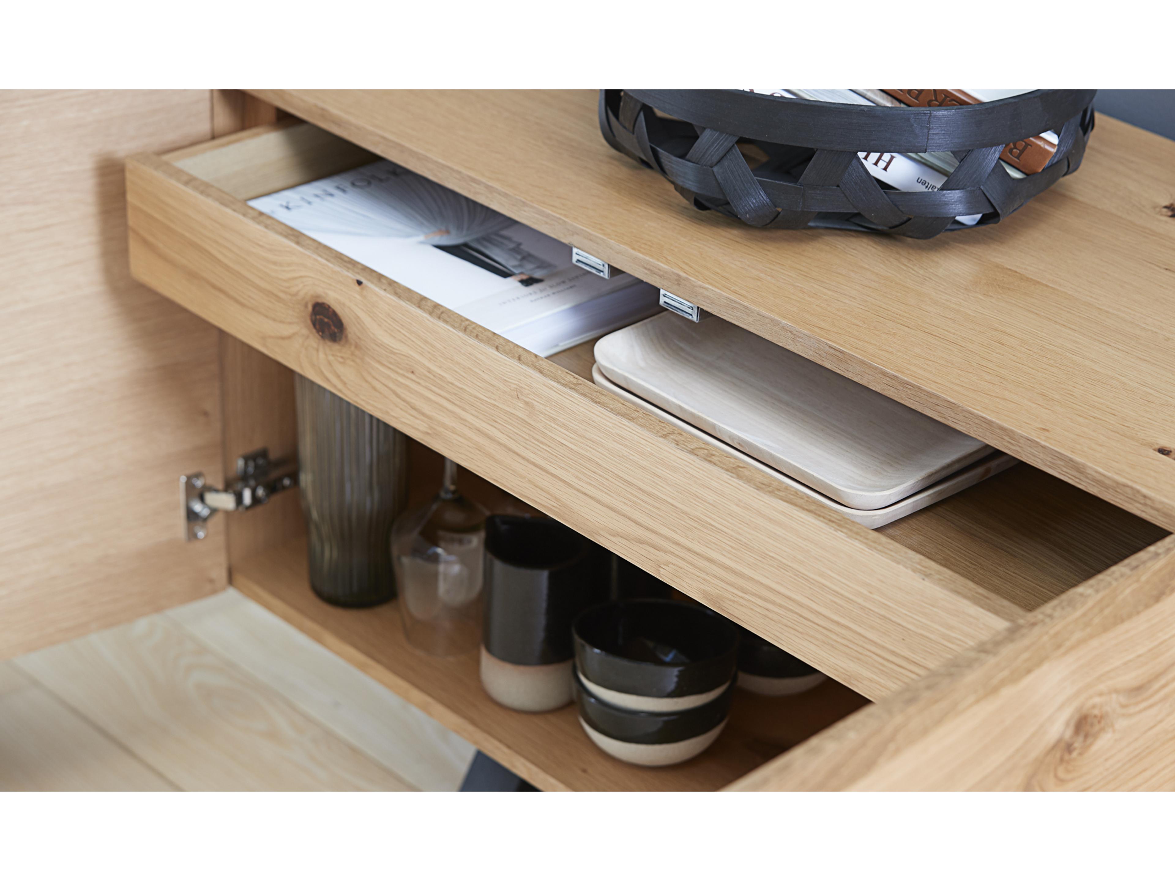 Unique Furniture Oliveto 78" Oak Wood Wild black Sideboard