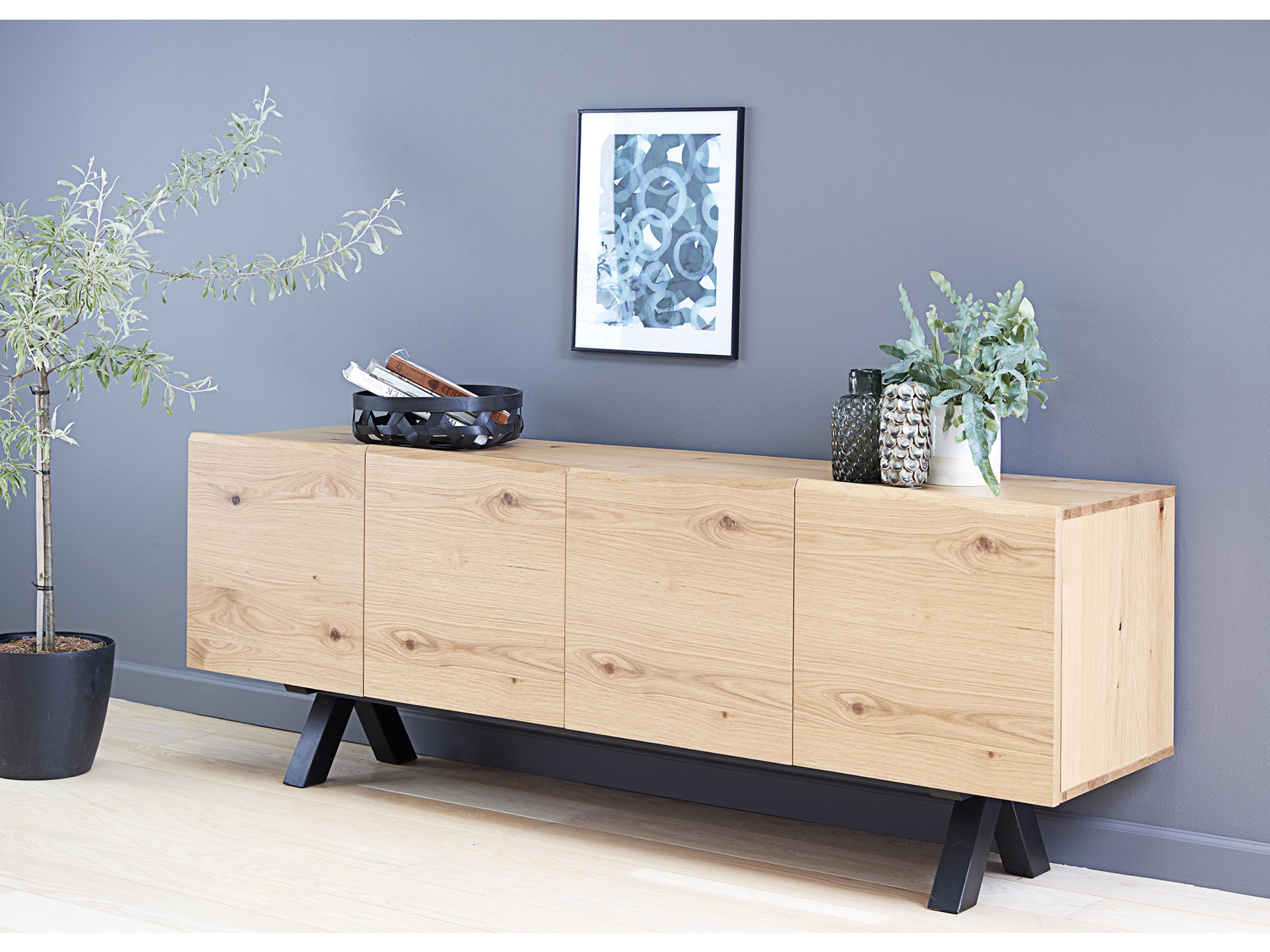 Unique Furniture Oliveto 78" Oak Wood Wild black Sideboard