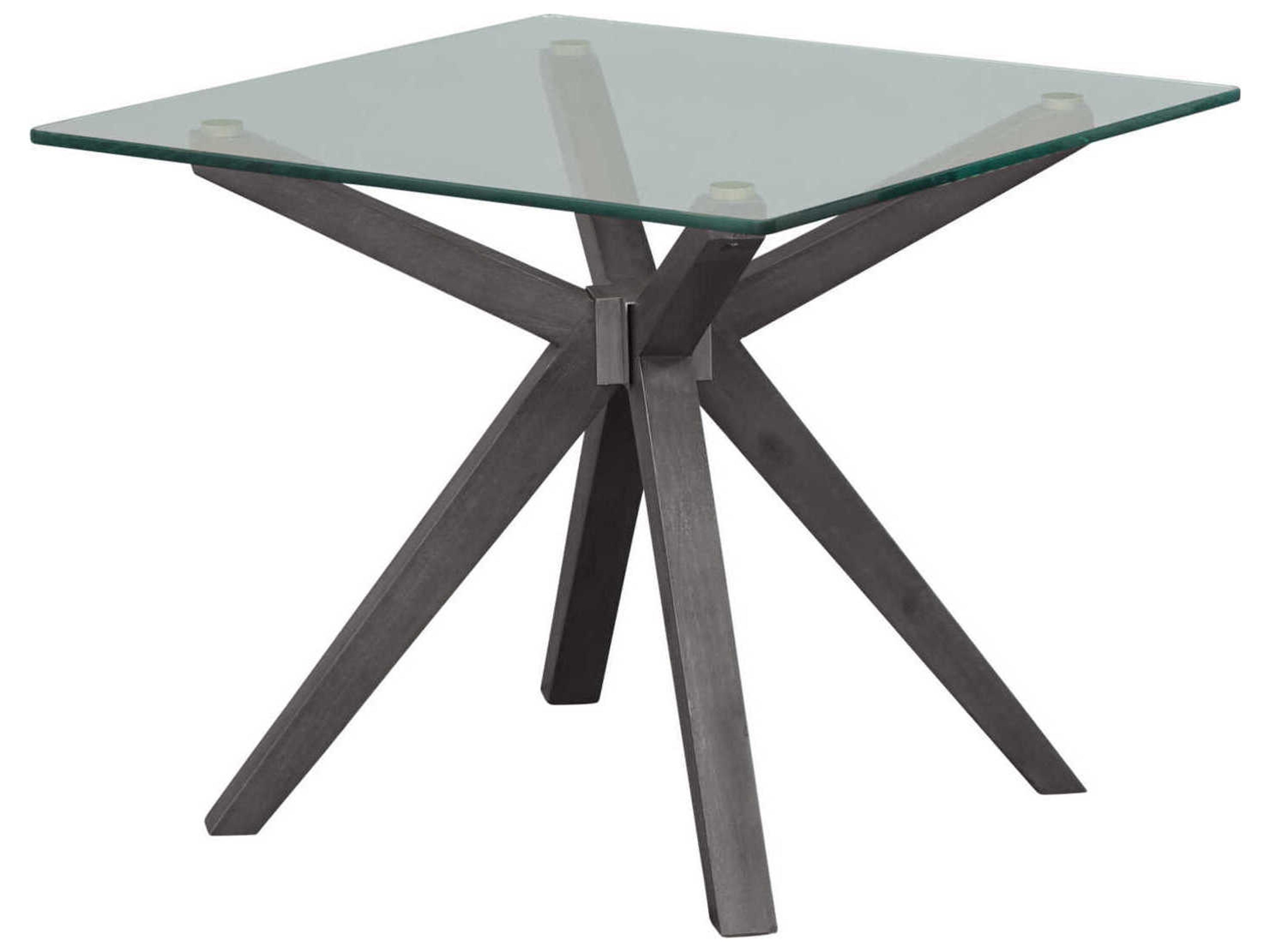 Unique Furniture Rainier Square Glass Grey End Table