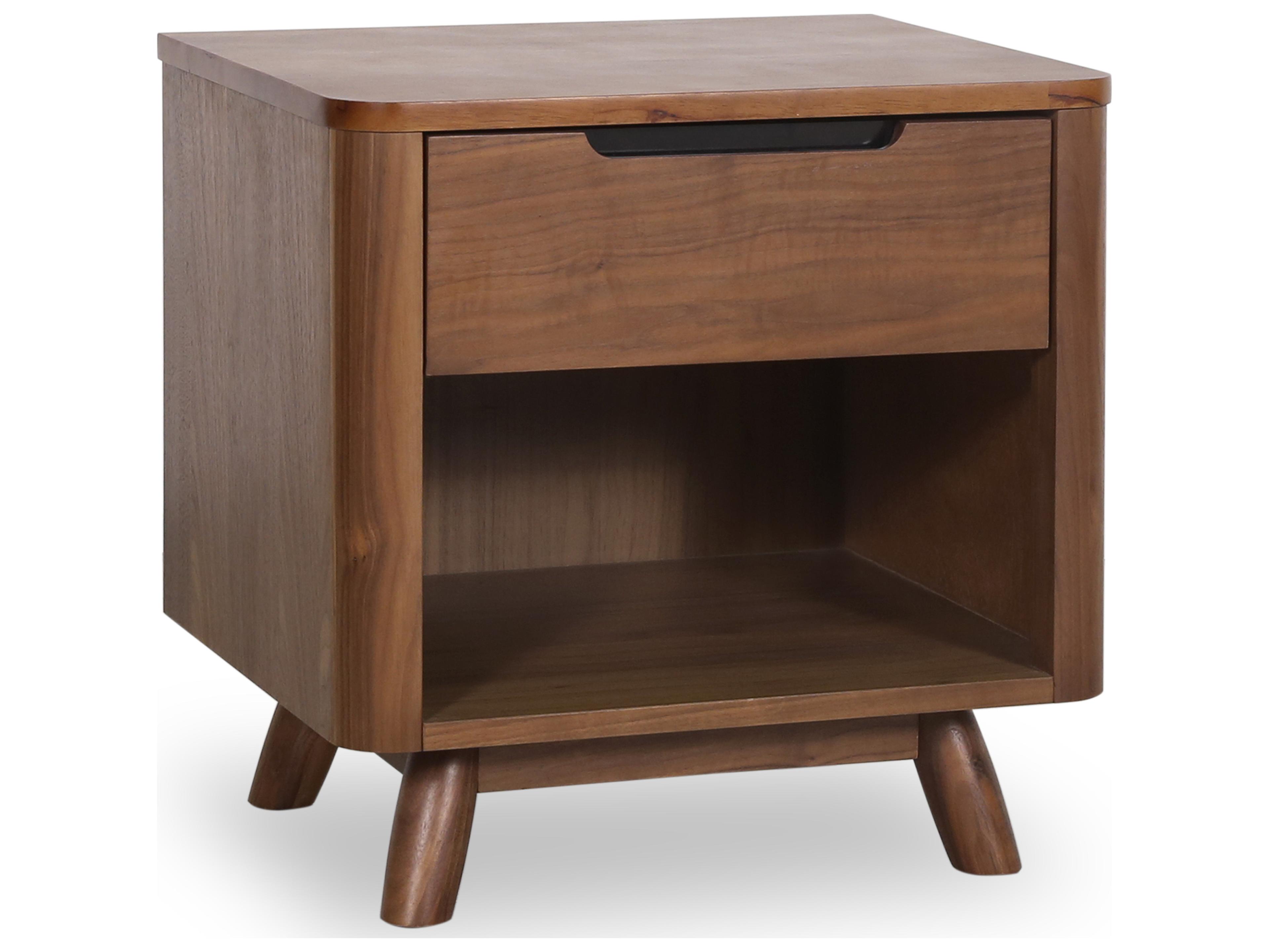 Tahoe 1-Drawer Brown Walnut Wood Nightstand