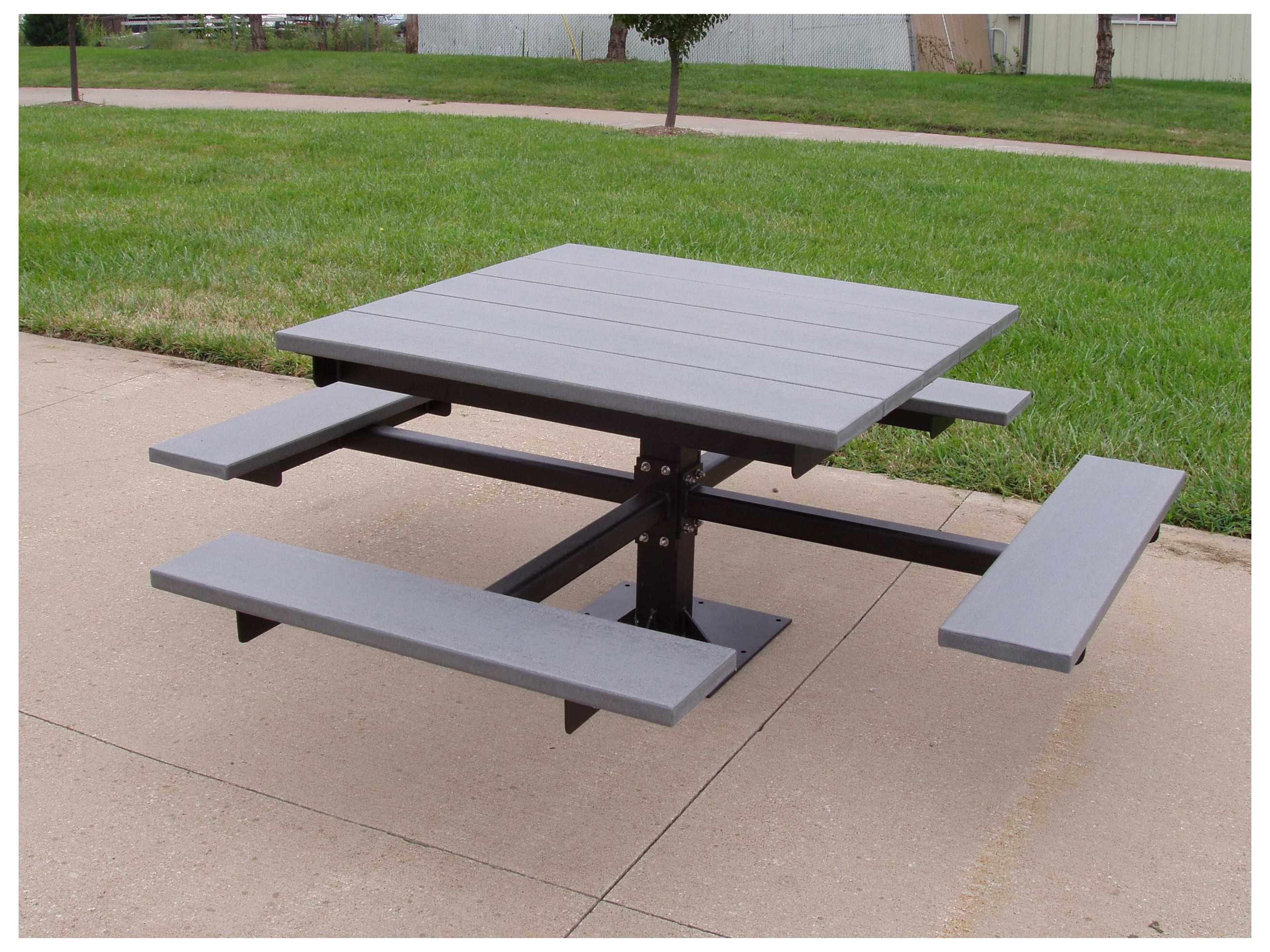 Frog Furnishings T Steel Square Patio Picnic Table