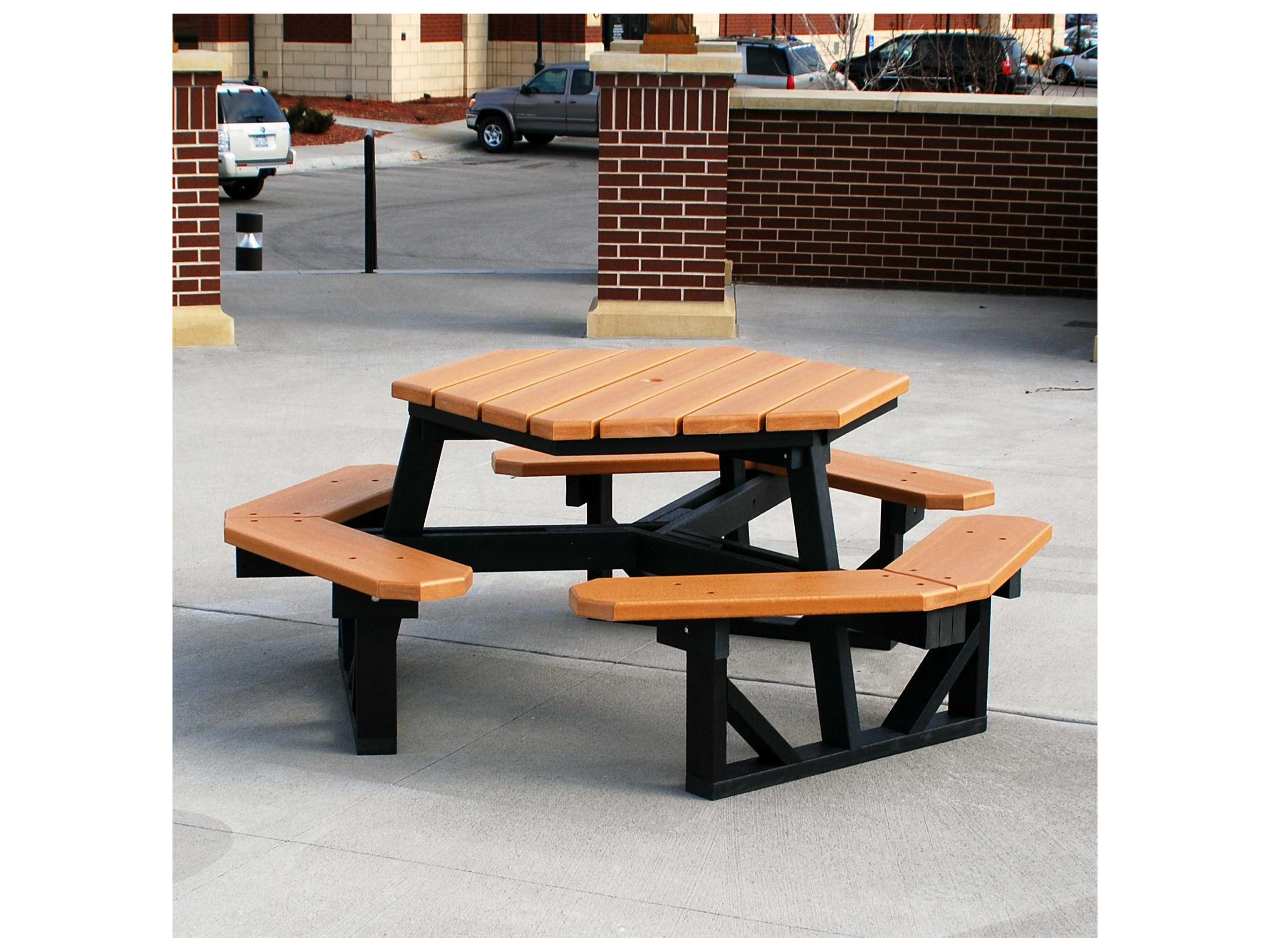 Frog Furnishings Hex Recycled Plastic Hexagon Patio Picnic Table