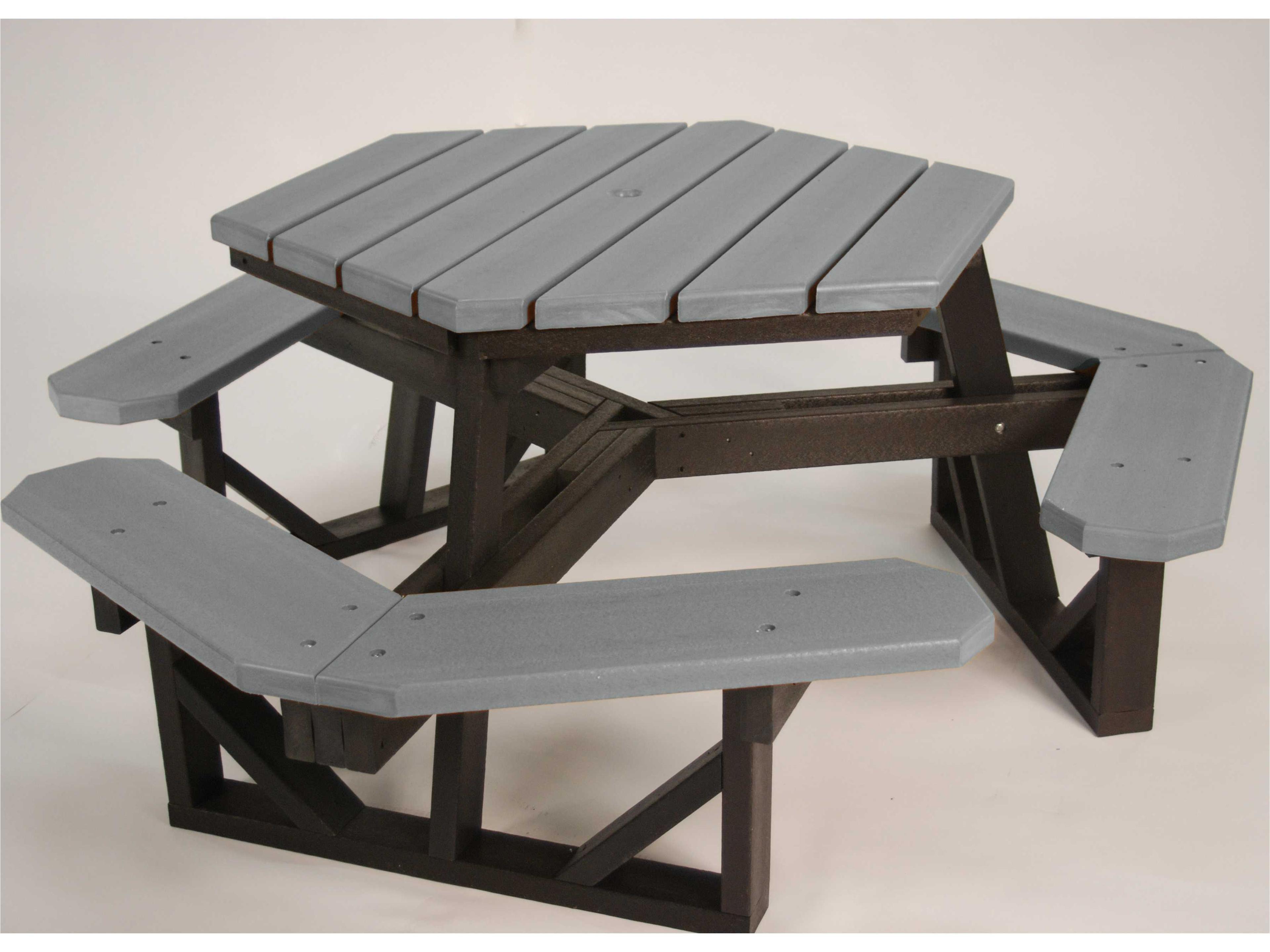 Frog Furnishings Hex Recycled Plastic Hexagon Patio Picnic Table