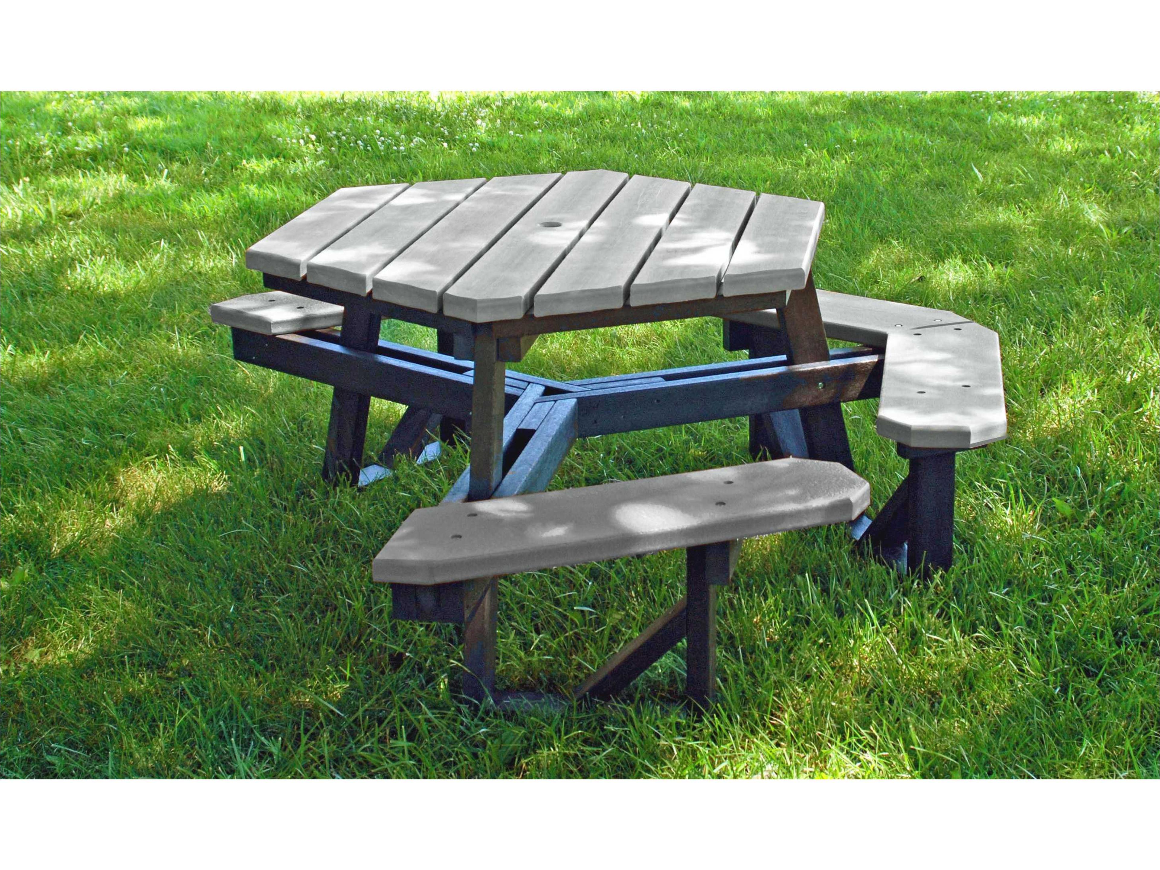 Frog Furnishings Hex ADA Recycled Plastic Hexagon Outdoor Picnic Table