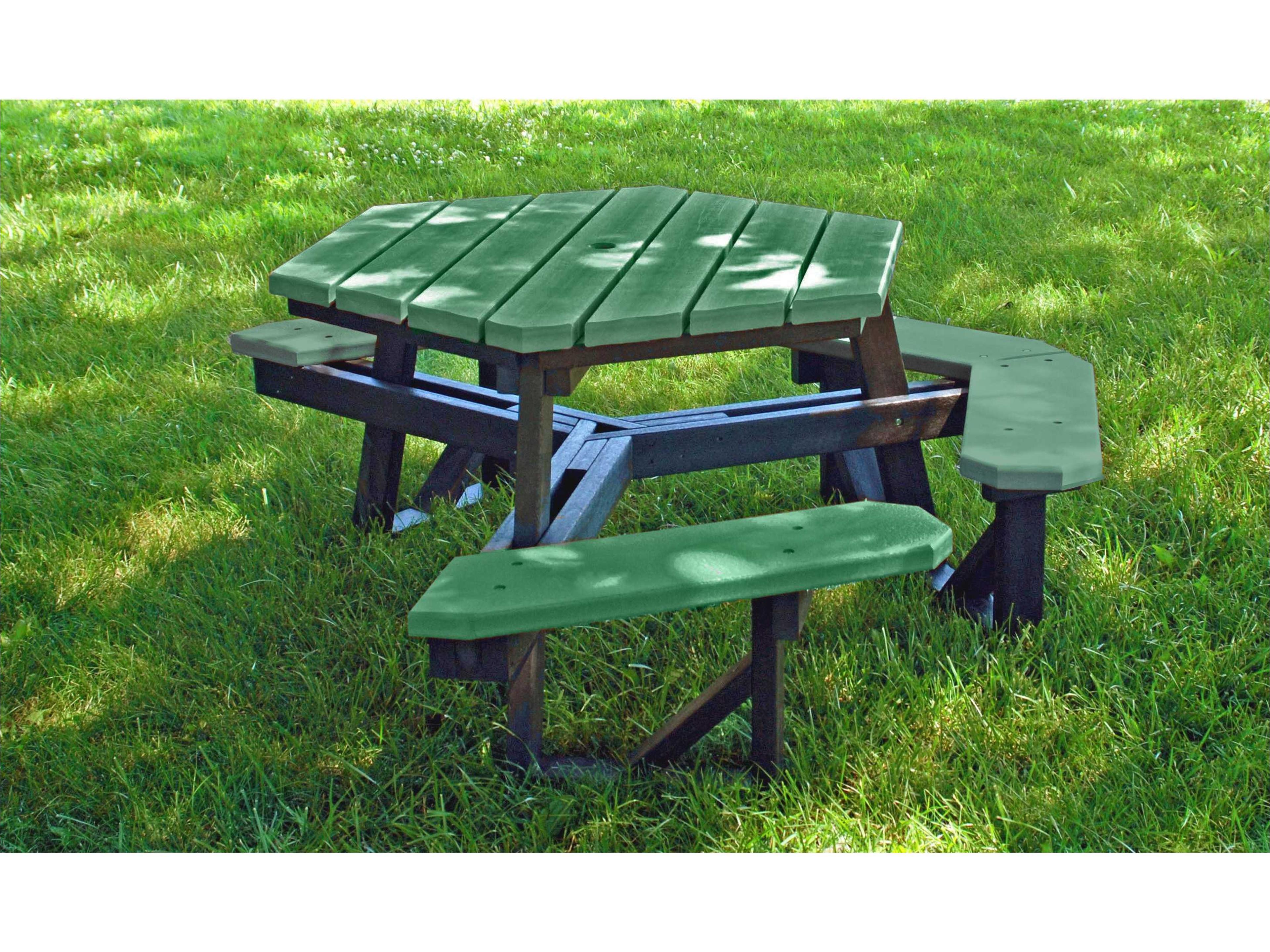 Frog Furnishings Hex ADA Recycled Plastic Hexagon Outdoor Picnic Table