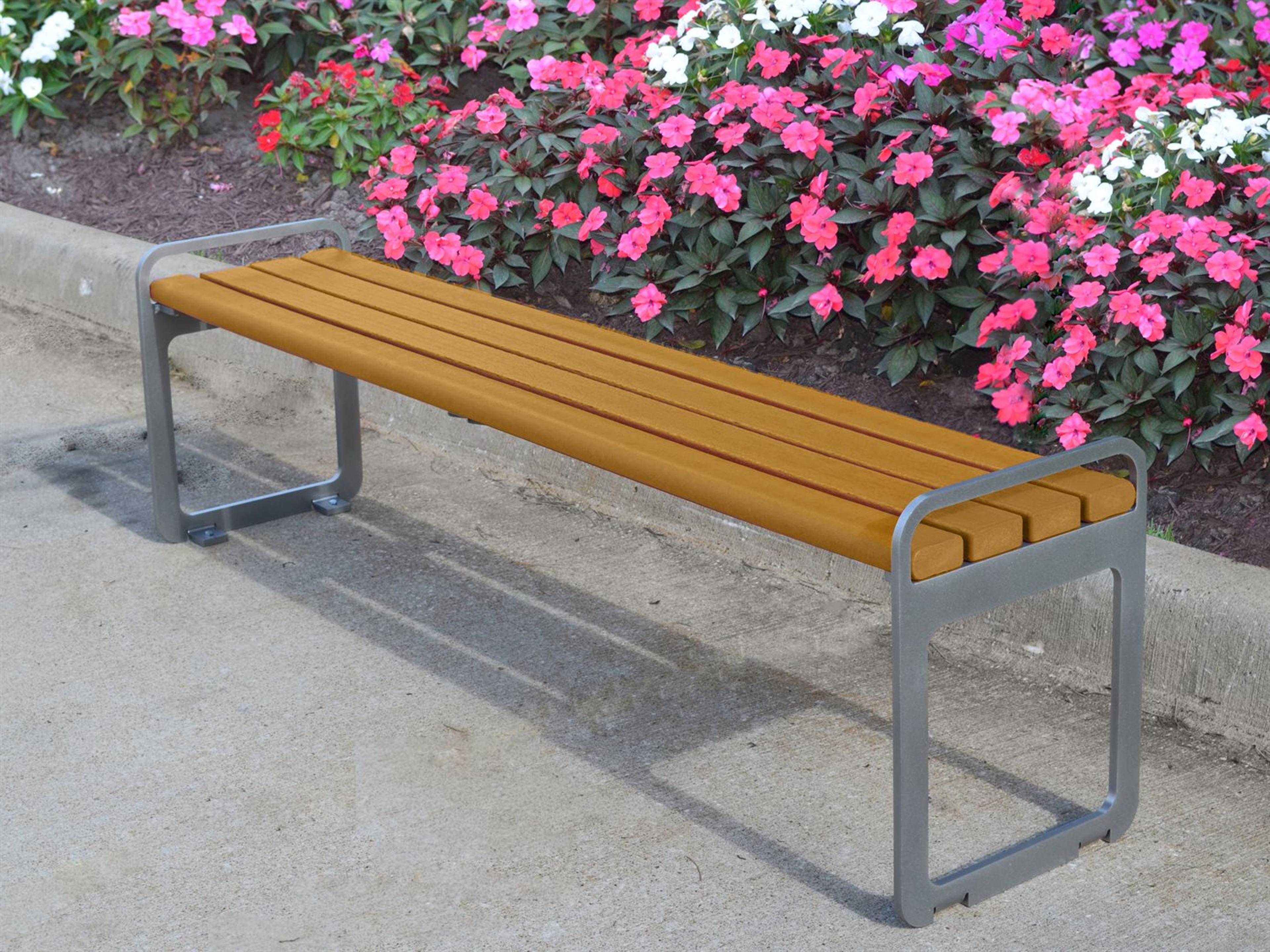 Plaza Stainless Steel 6 ft. Backless Patio Bench