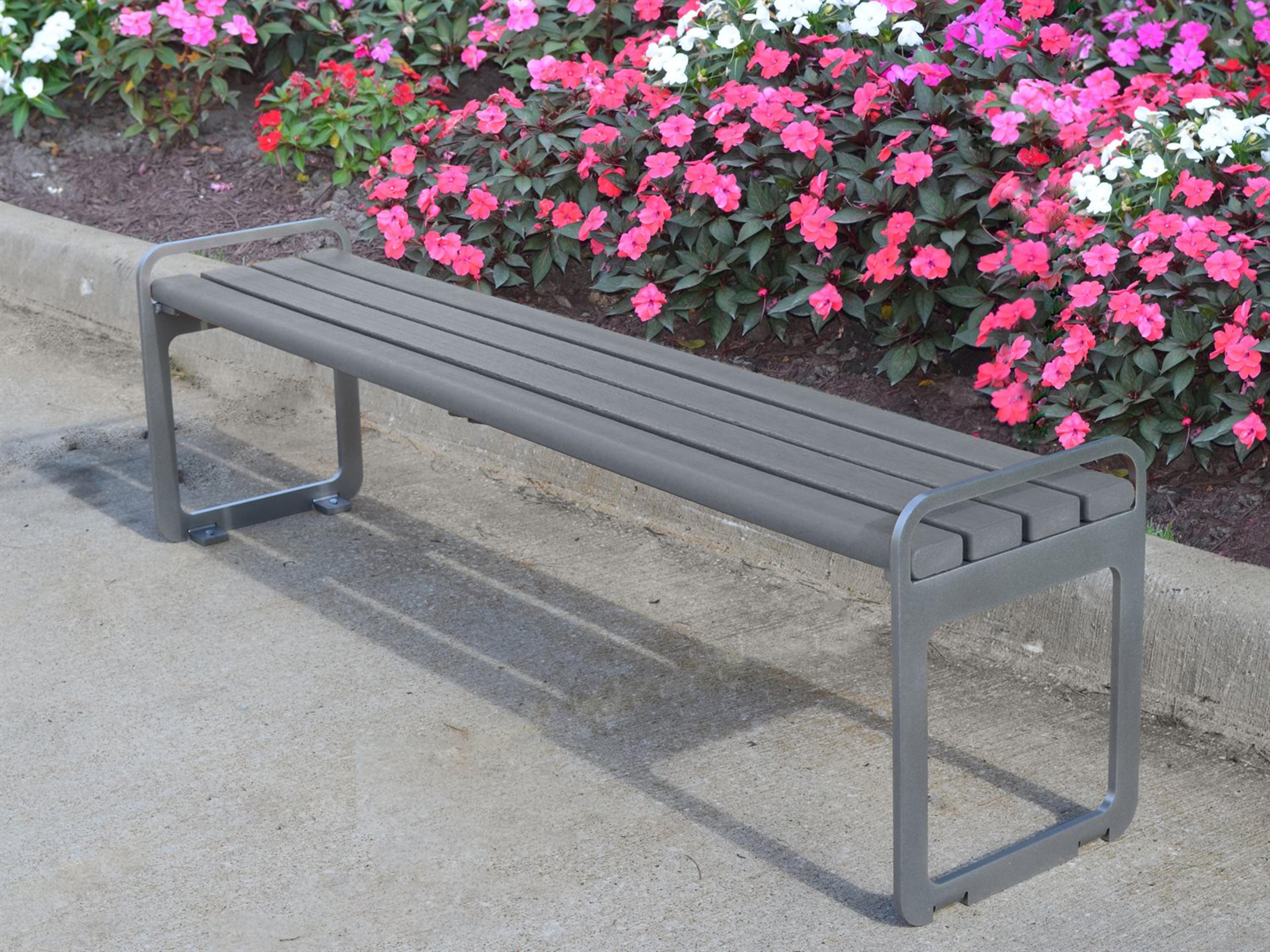 Frog Furnishings Plaza Stainless Steel 6 ft. Backless Patio Bench