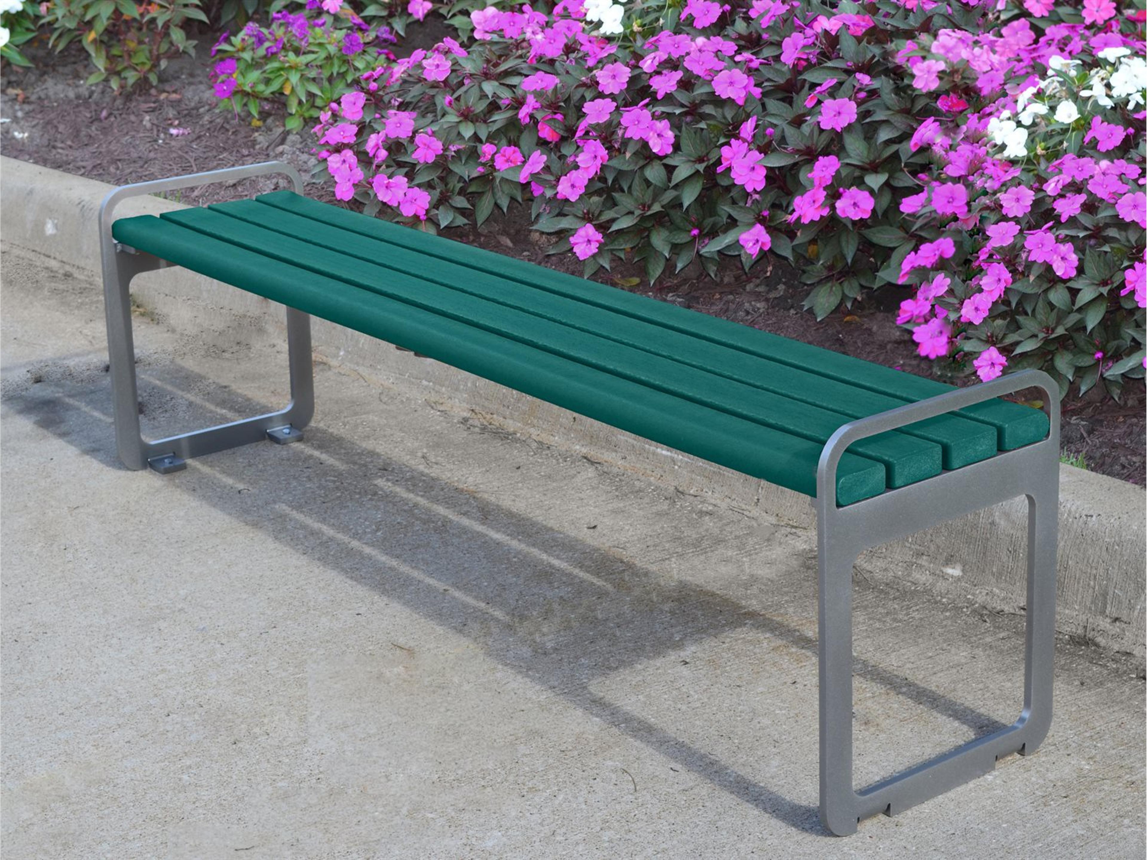 Frog Furnishings Plaza Stainless Steel 6 ft. Backless Patio Bench