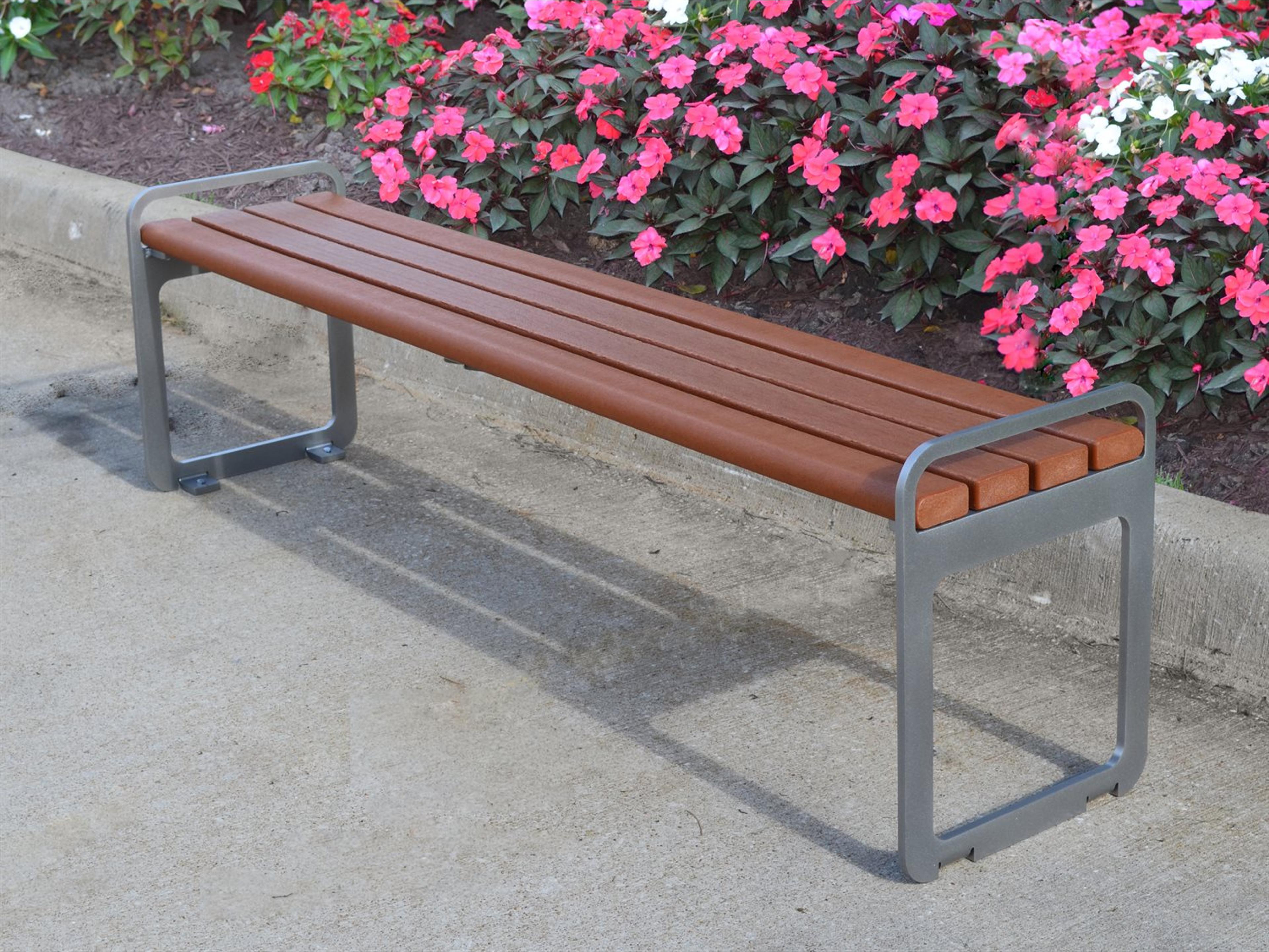 Frog Furnishings Plaza Stainless Steel 6 ft. Backless Patio Bench