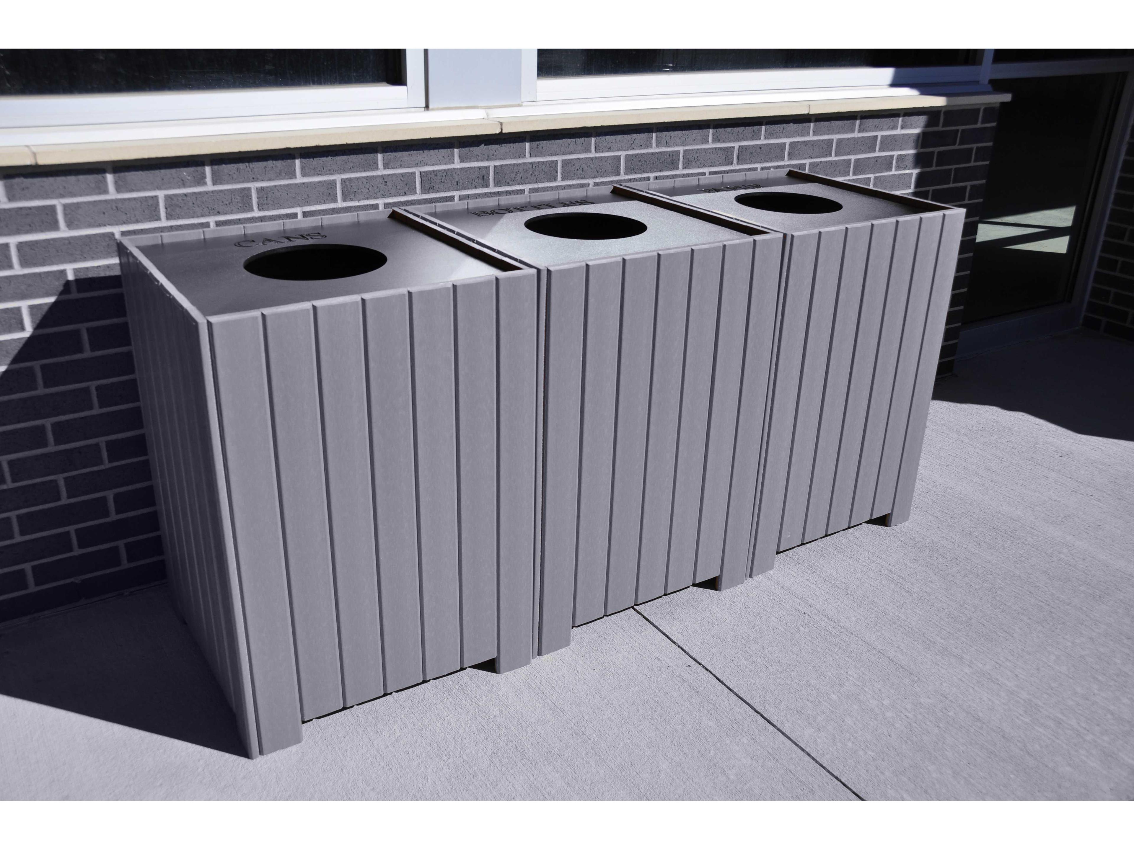 Recycled Plastic Square Recycling Center 96 Gallon Receptacles