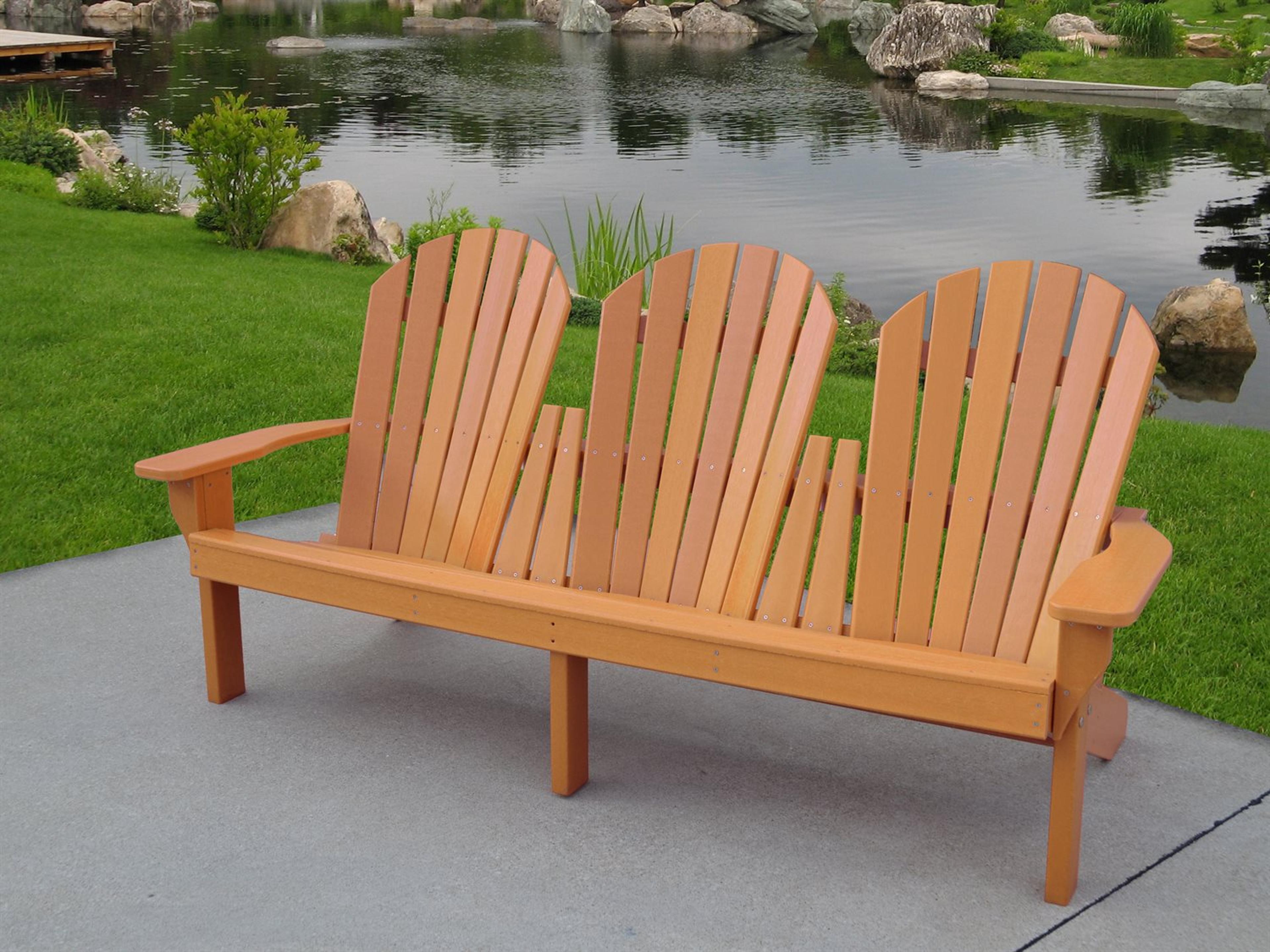 Frog Furnishings Adirondack Recycled Plastic Grand Isle 3 Seater Outdoor Patio Bench