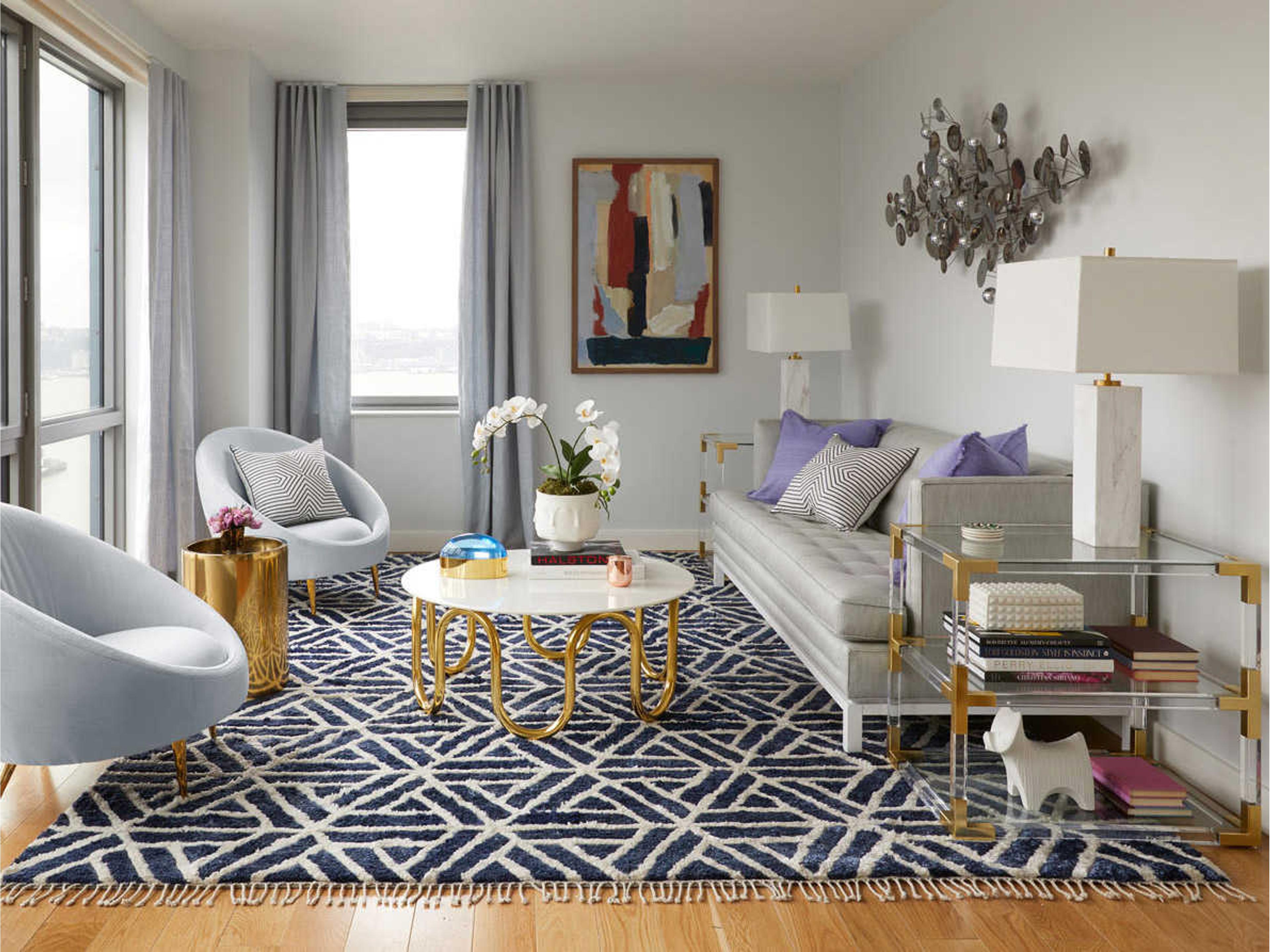 Jonathan Adler Jacques Rectangular Glass Clear Brass End Table