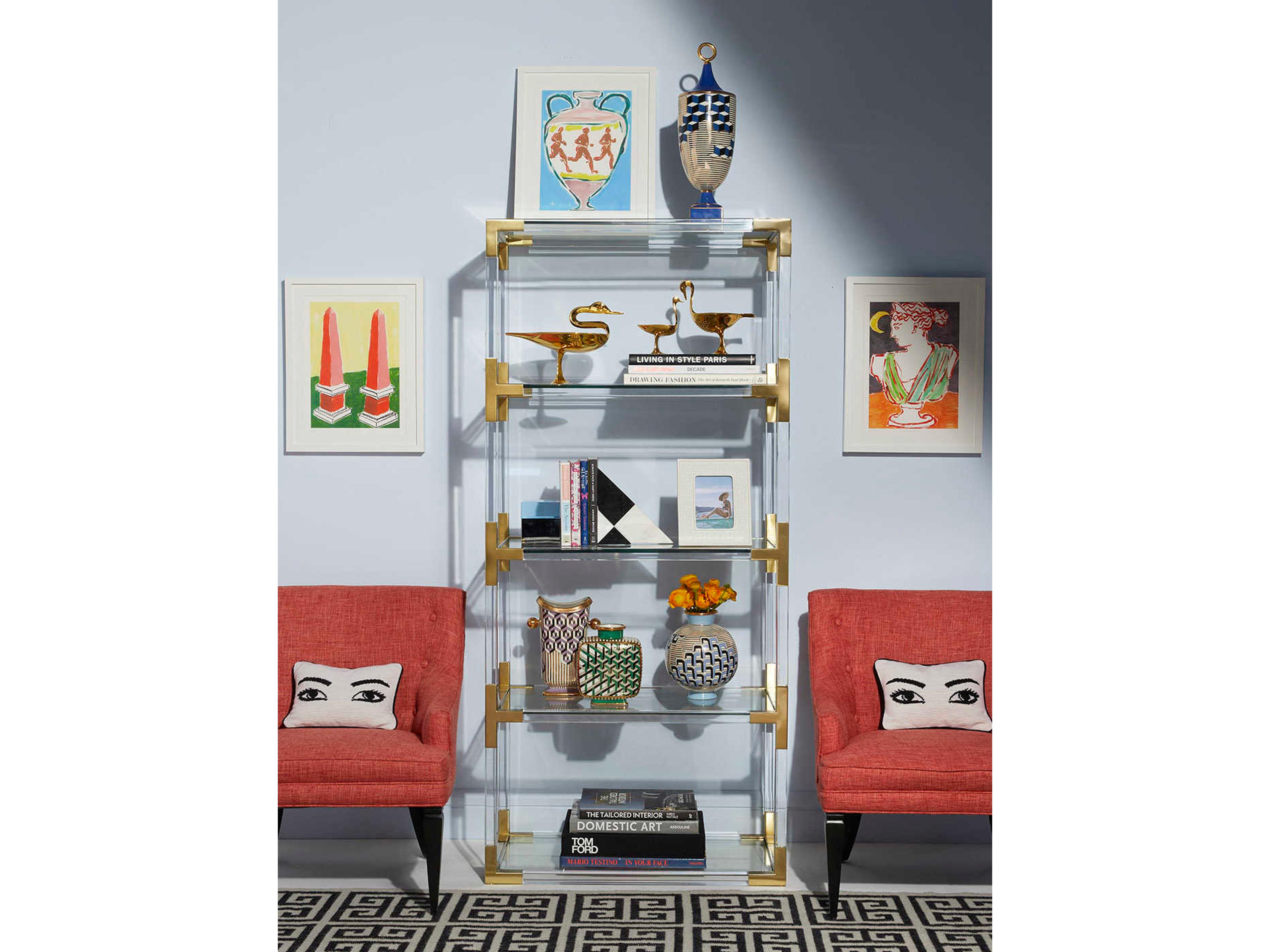 Jonathan Adler Jacques Clear / Brass Etagere