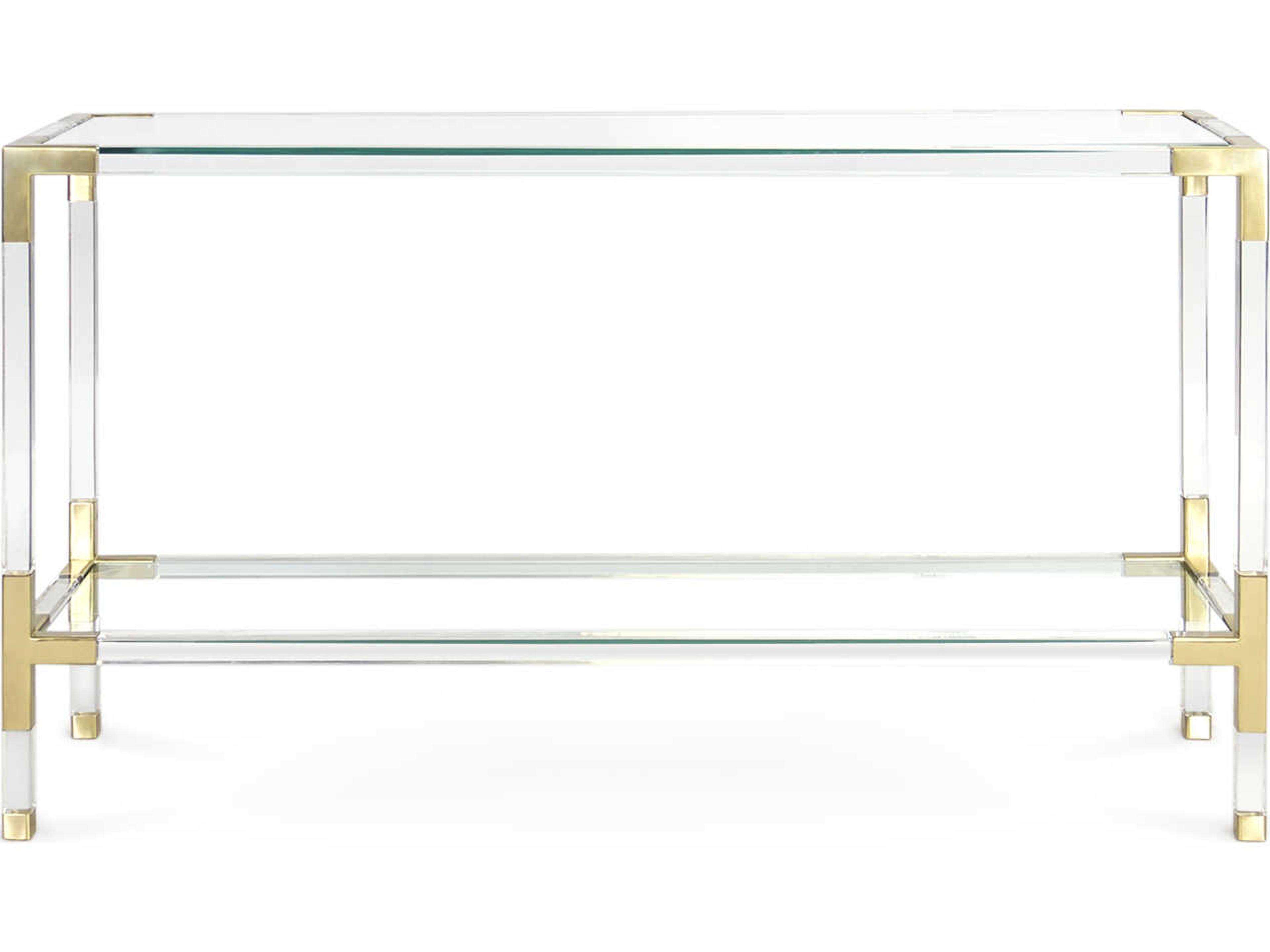 Jonathan Adler Jacques Rectangular Glass Clear Brass Console Table
