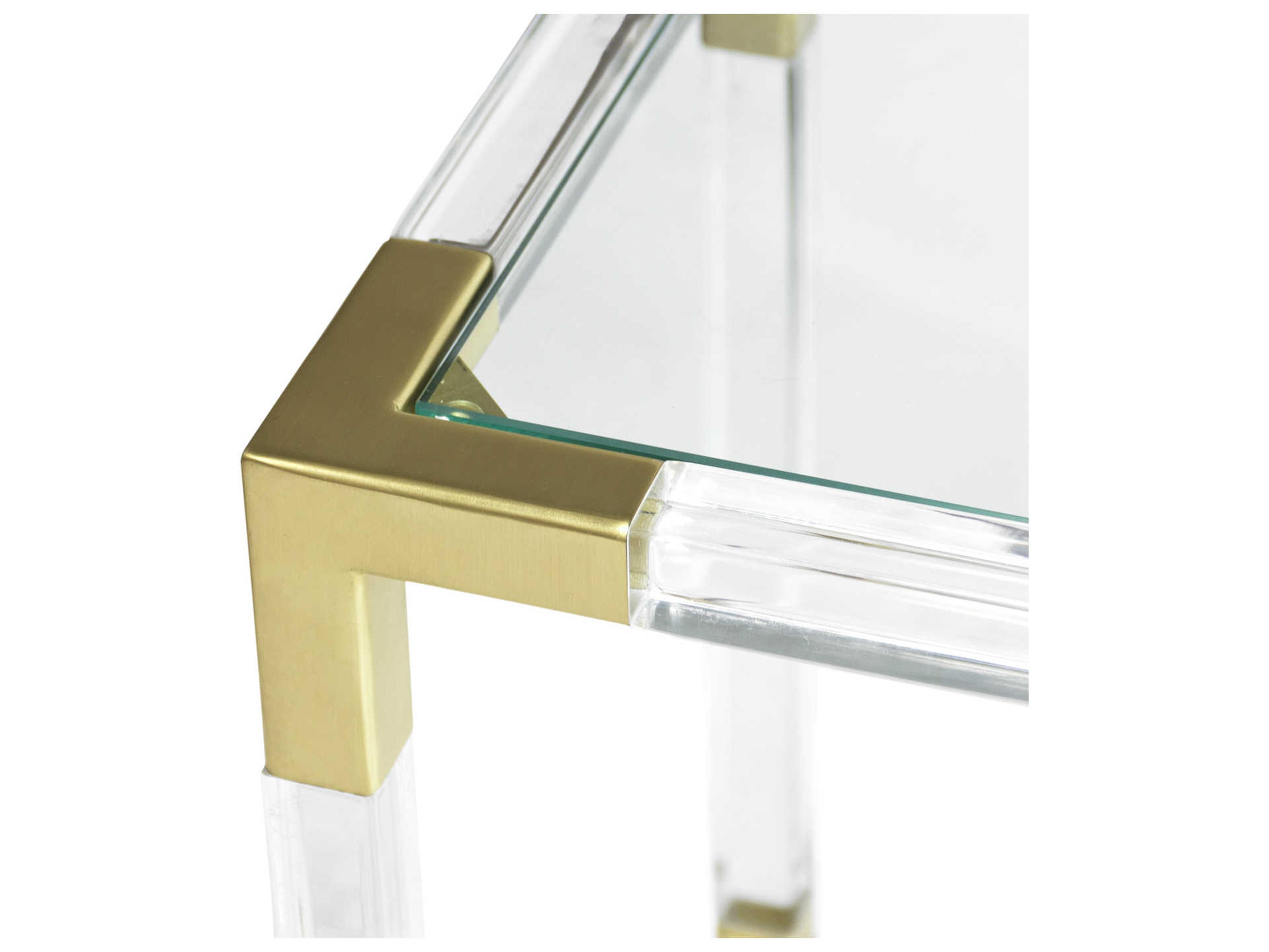 Jonathan Adler Jacques Rectangular Glass Clear Brass Console Table