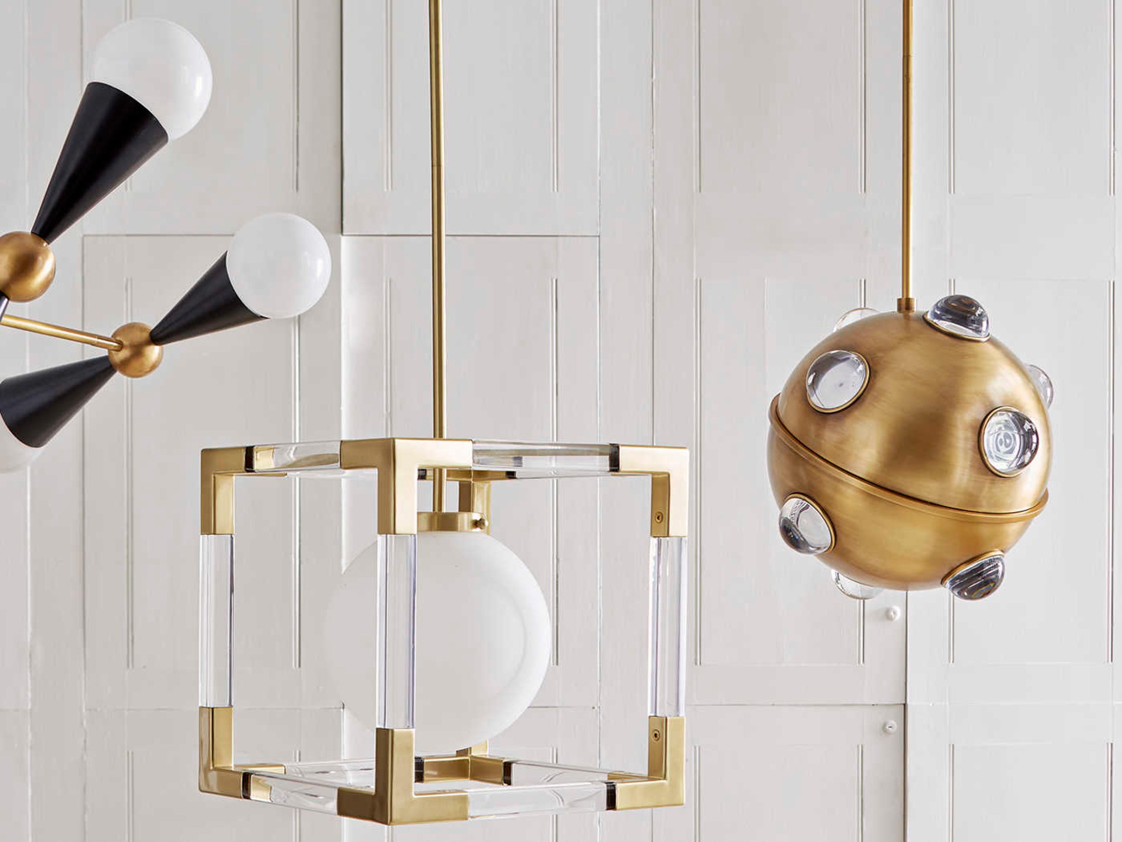 Jonathan Adler Jacques 1-Light Clear Glass Brass Globe Pendant