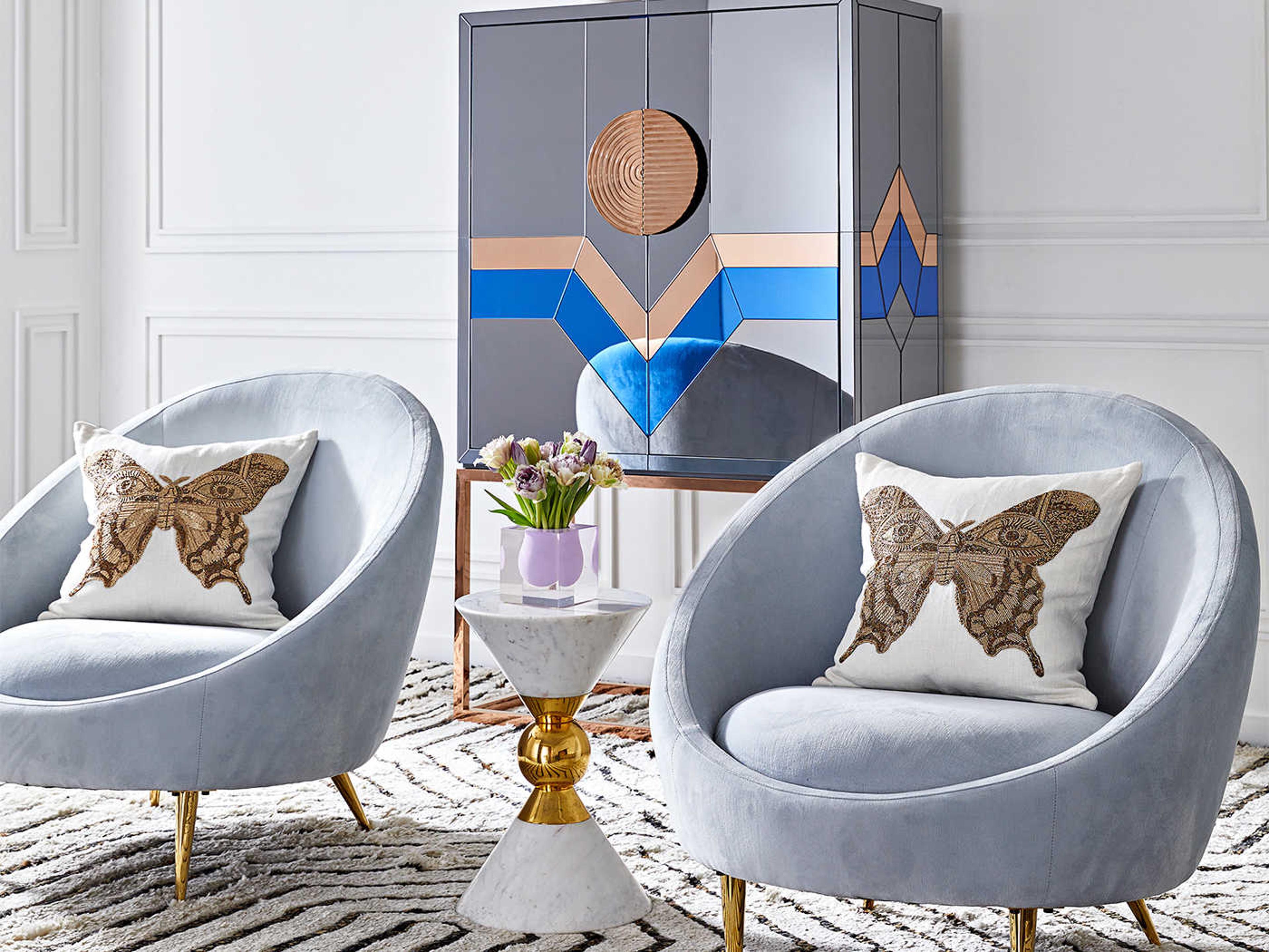 Jonathan Adler Canaan Round White Marble End Table