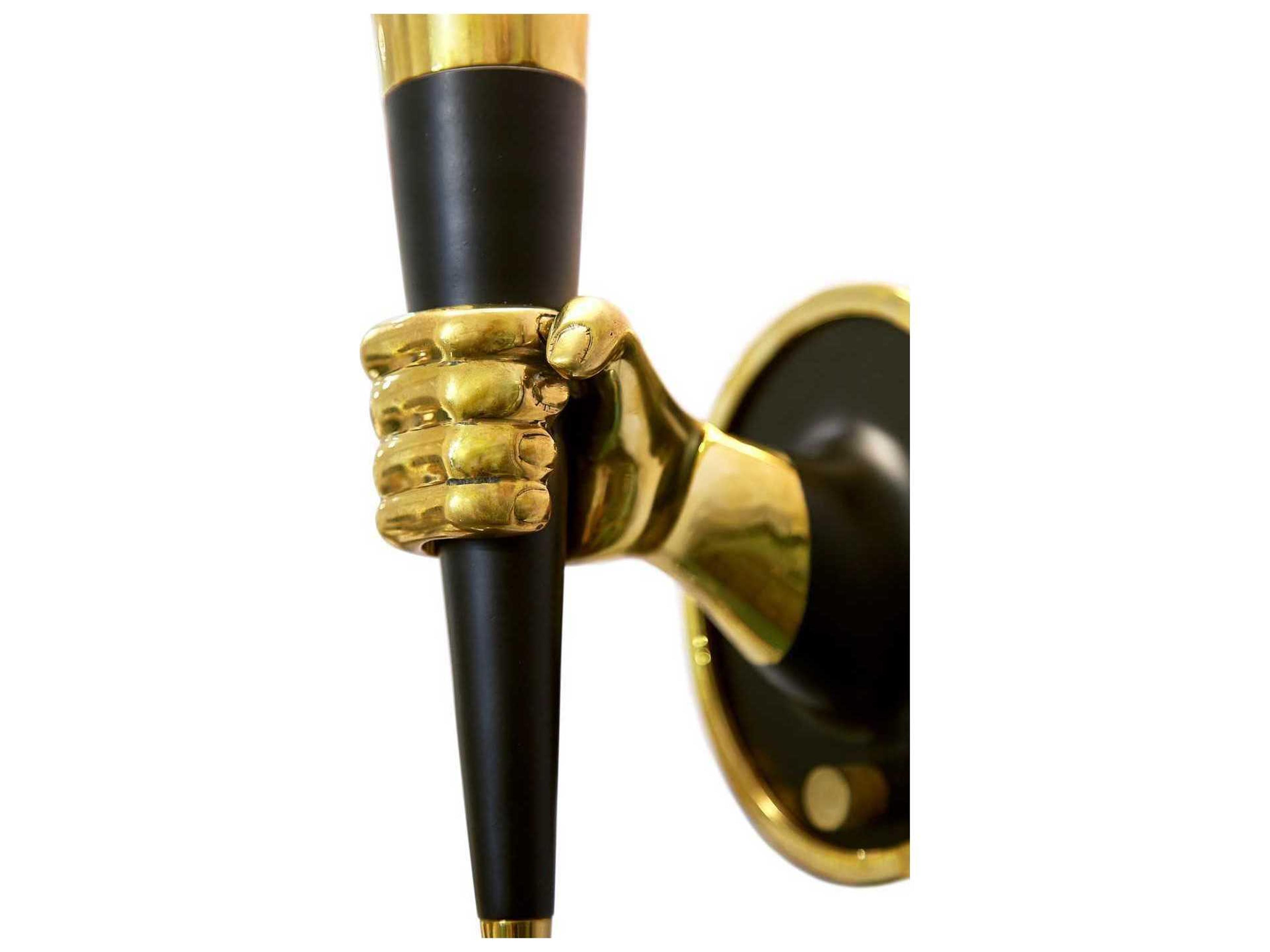 Jonathan Adler Brass 1-Light Polished Blackened Wall Sconce