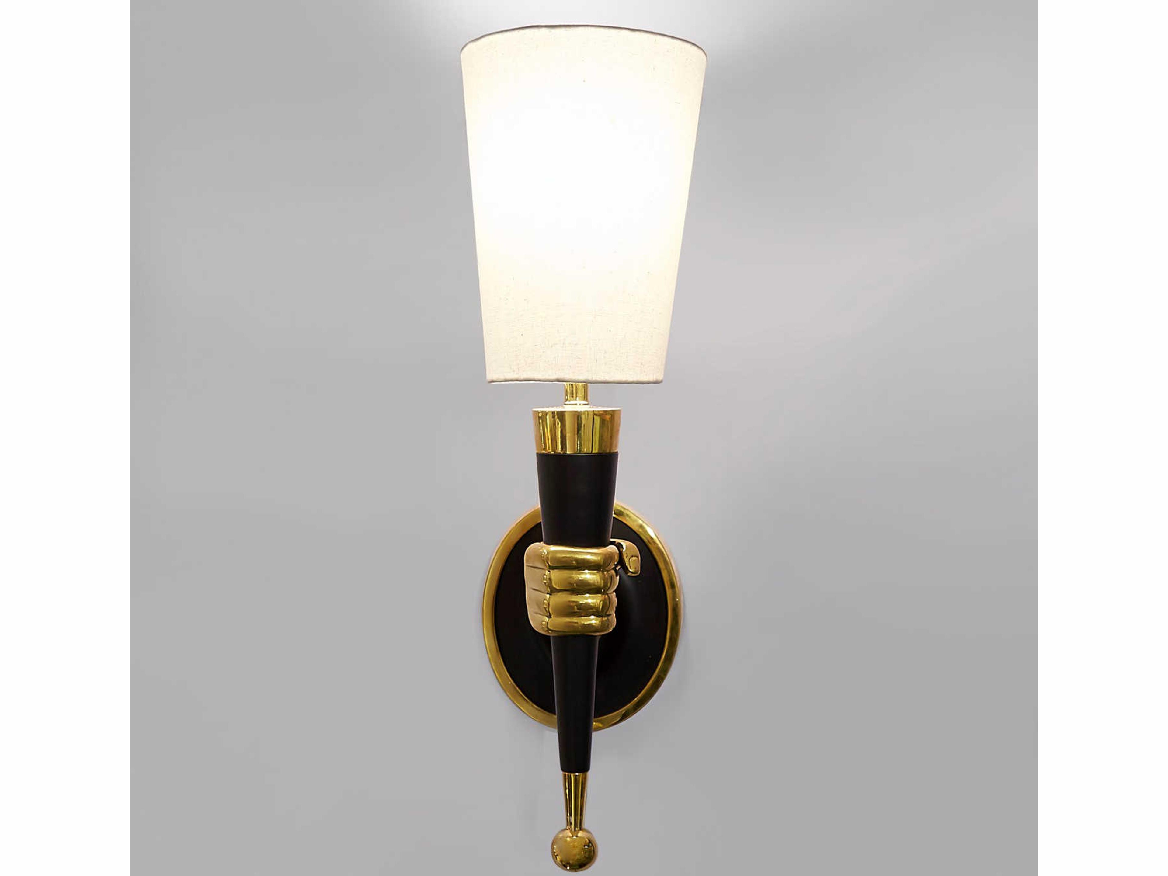 Jonathan Adler Brass 1-Light Polished Blackened Wall Sconce