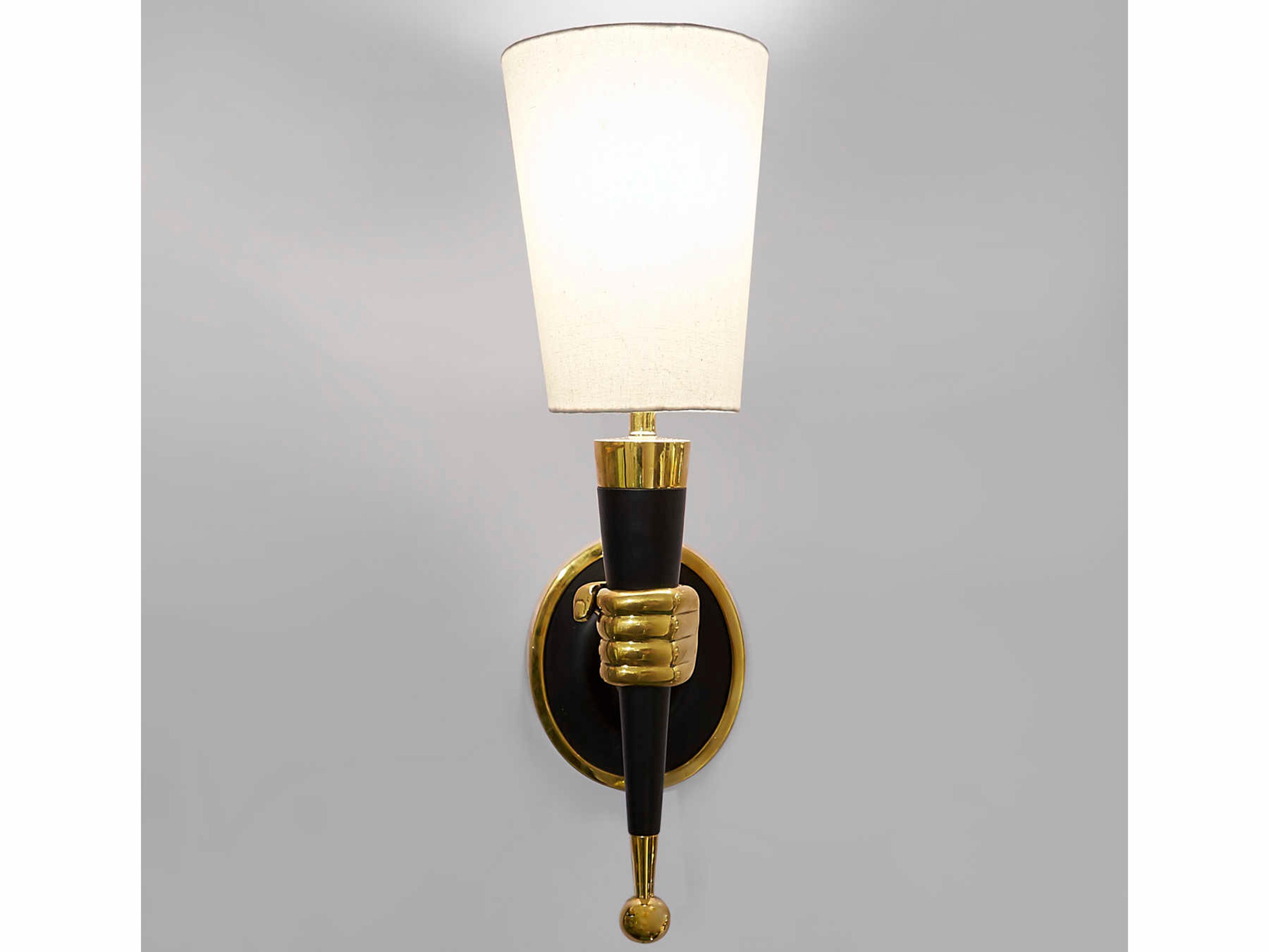 Jonathan Adler Brass 1-Light Polished Blackened Wall Sconce
