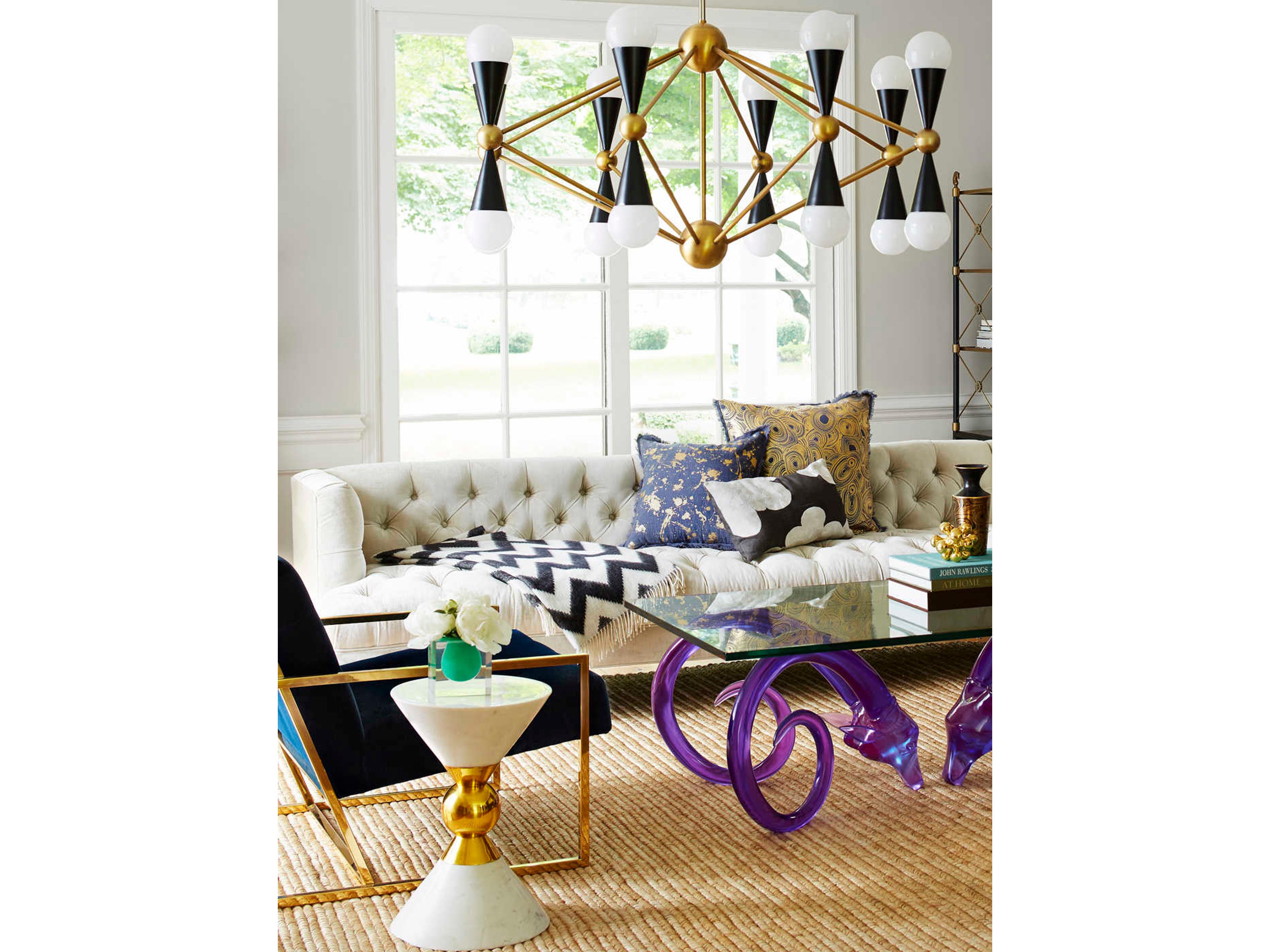 Jonathan Adler Caracas 16-Light Black Brass Globe Chandelier