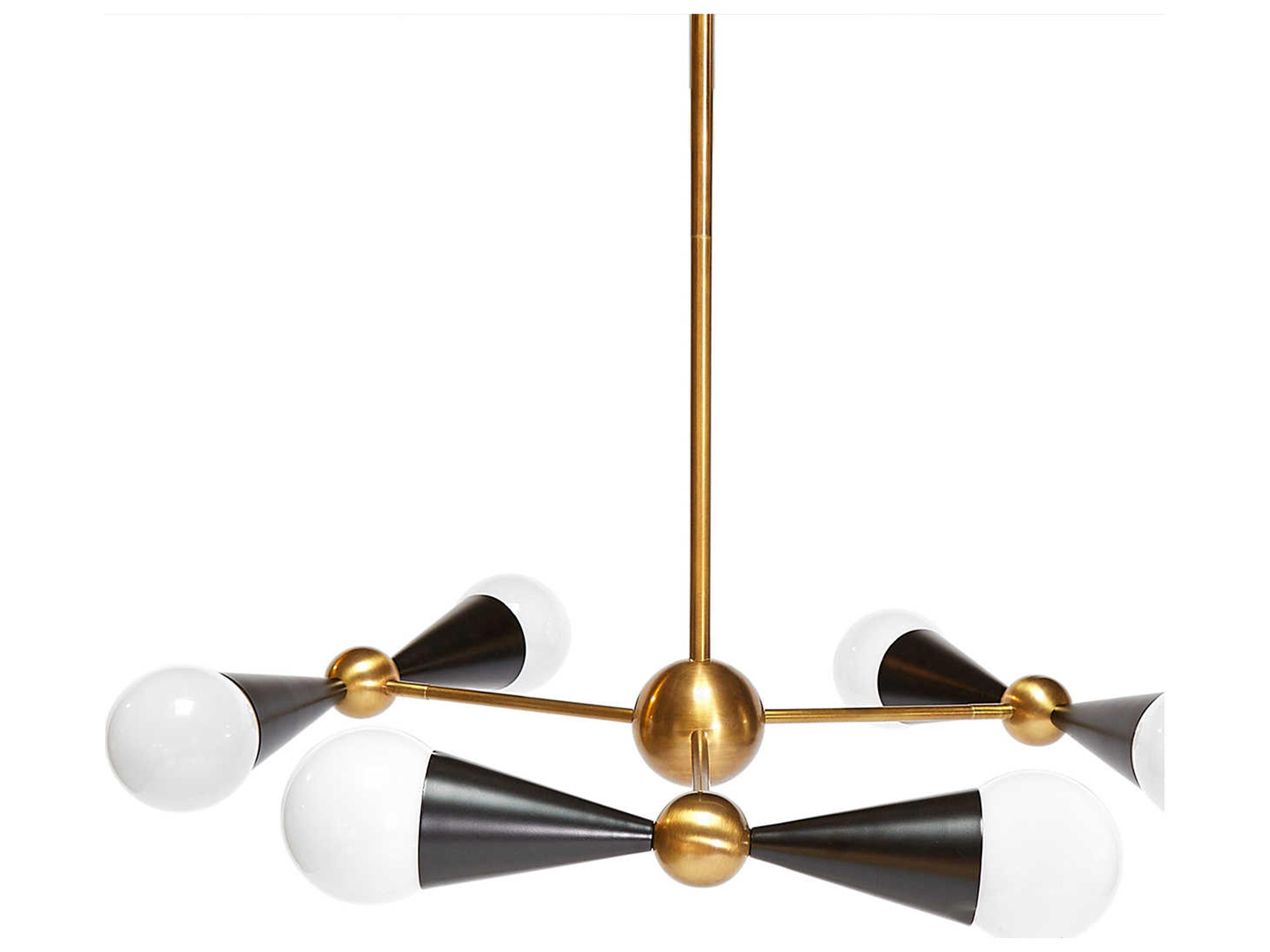 Jonathan Adler Caracas 6-Light Black Brass Globe Chandelier