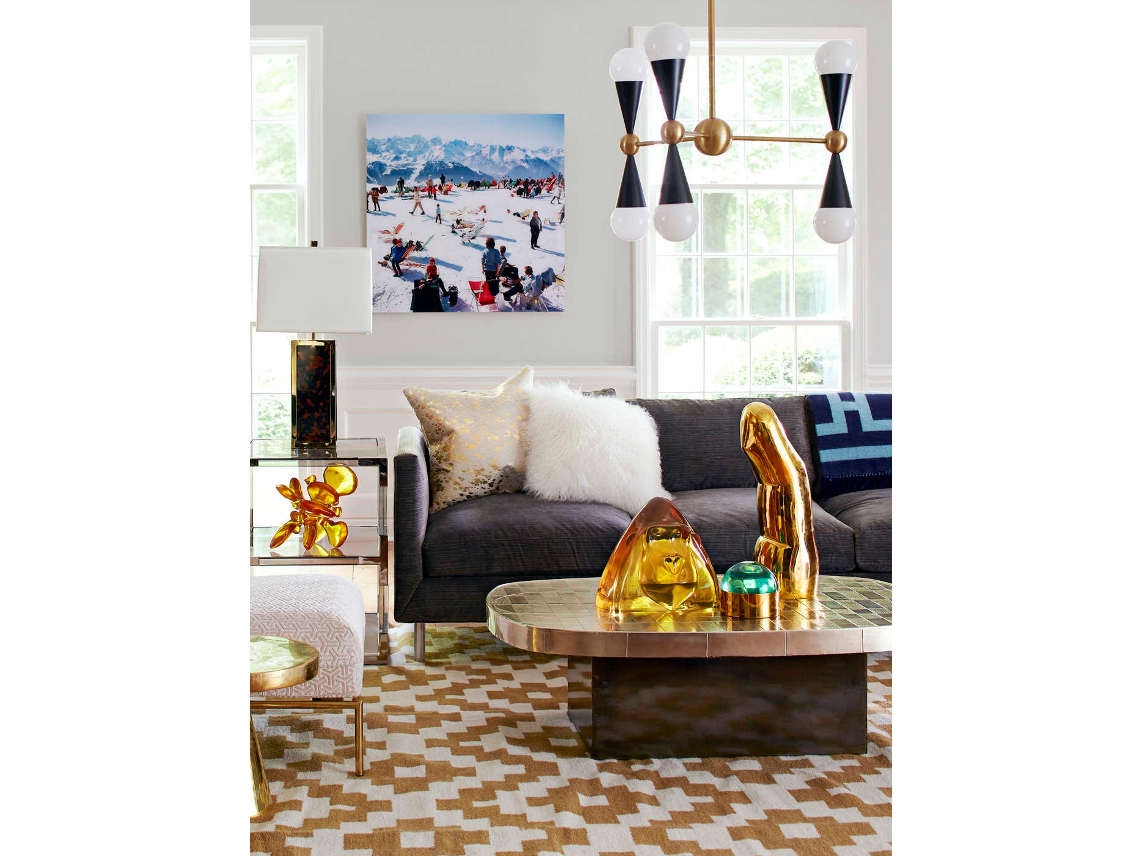 Jonathan Adler Caracas 6-Light Black Brass Globe Chandelier