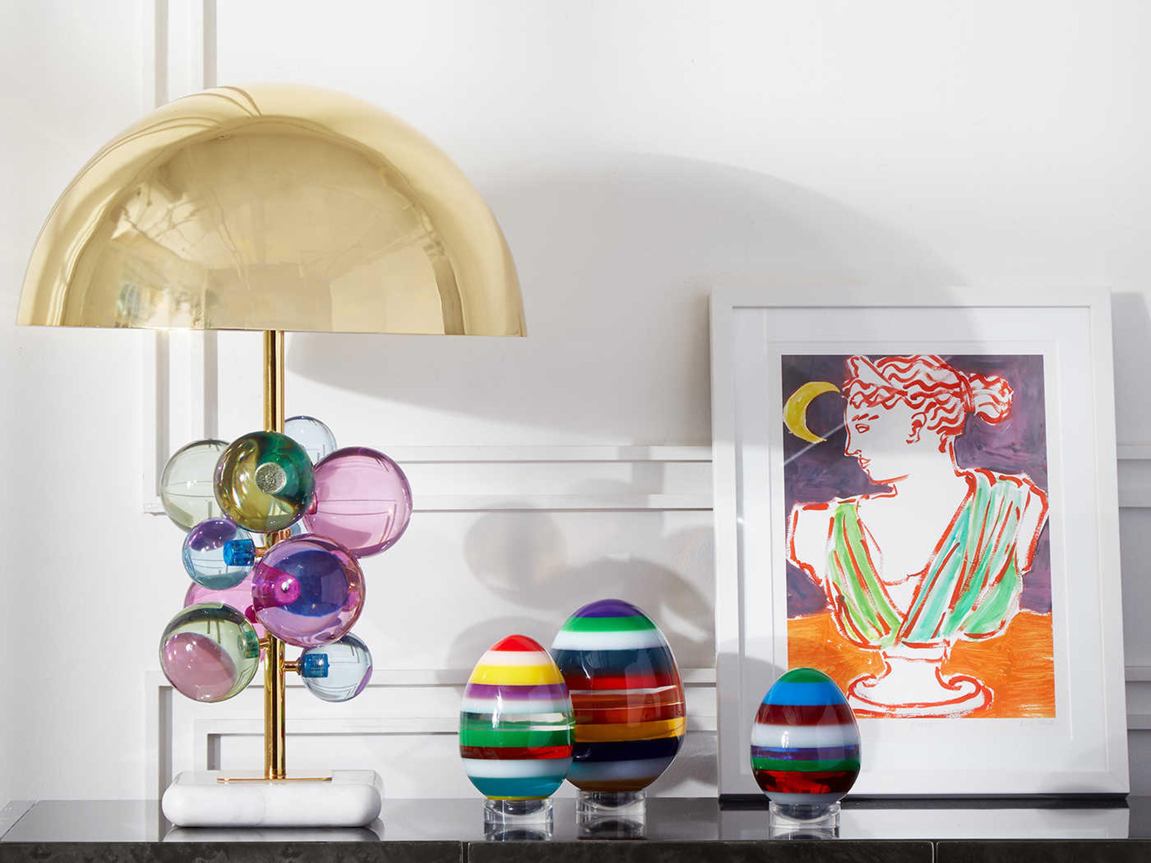 Jonathan Adler Globo Multi Brass Blue Buffet Lamp