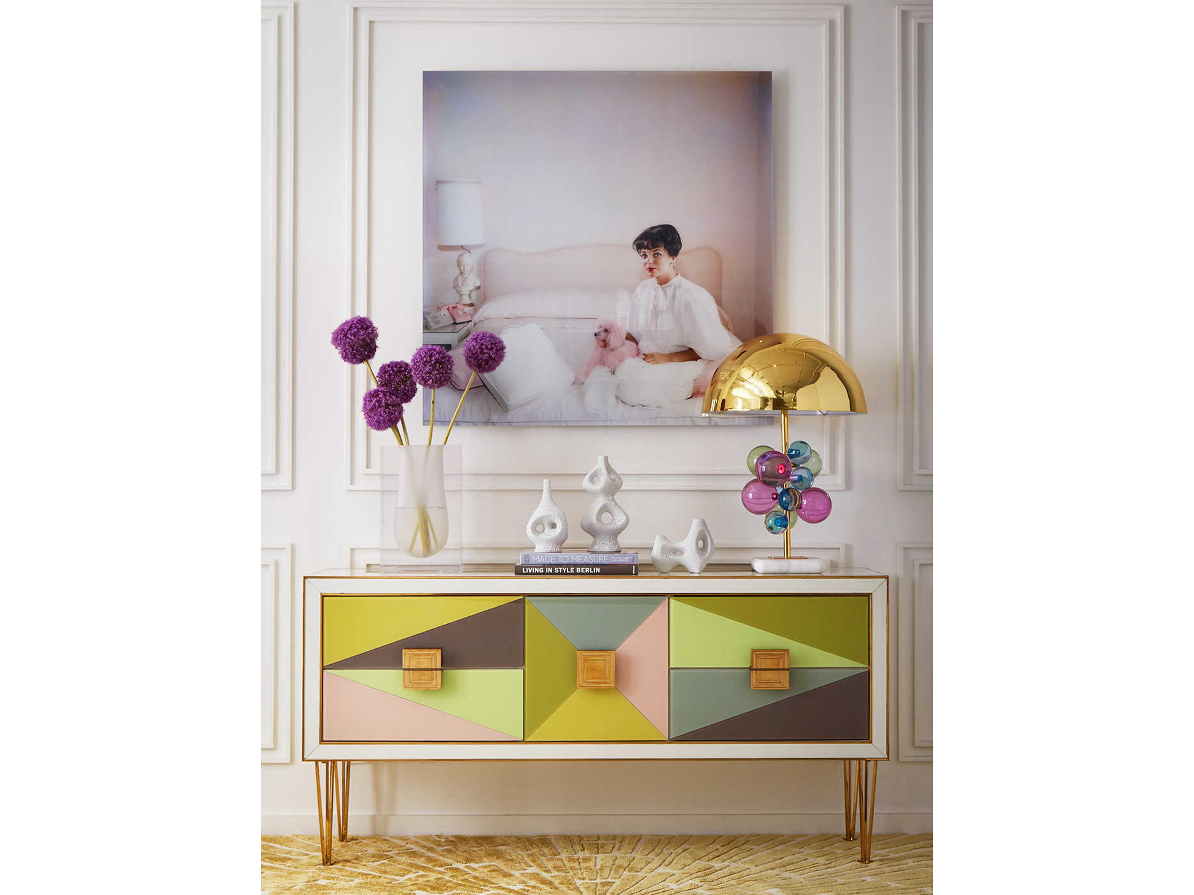 Jonathan Adler Globo Multi Brass Blue Buffet Lamp