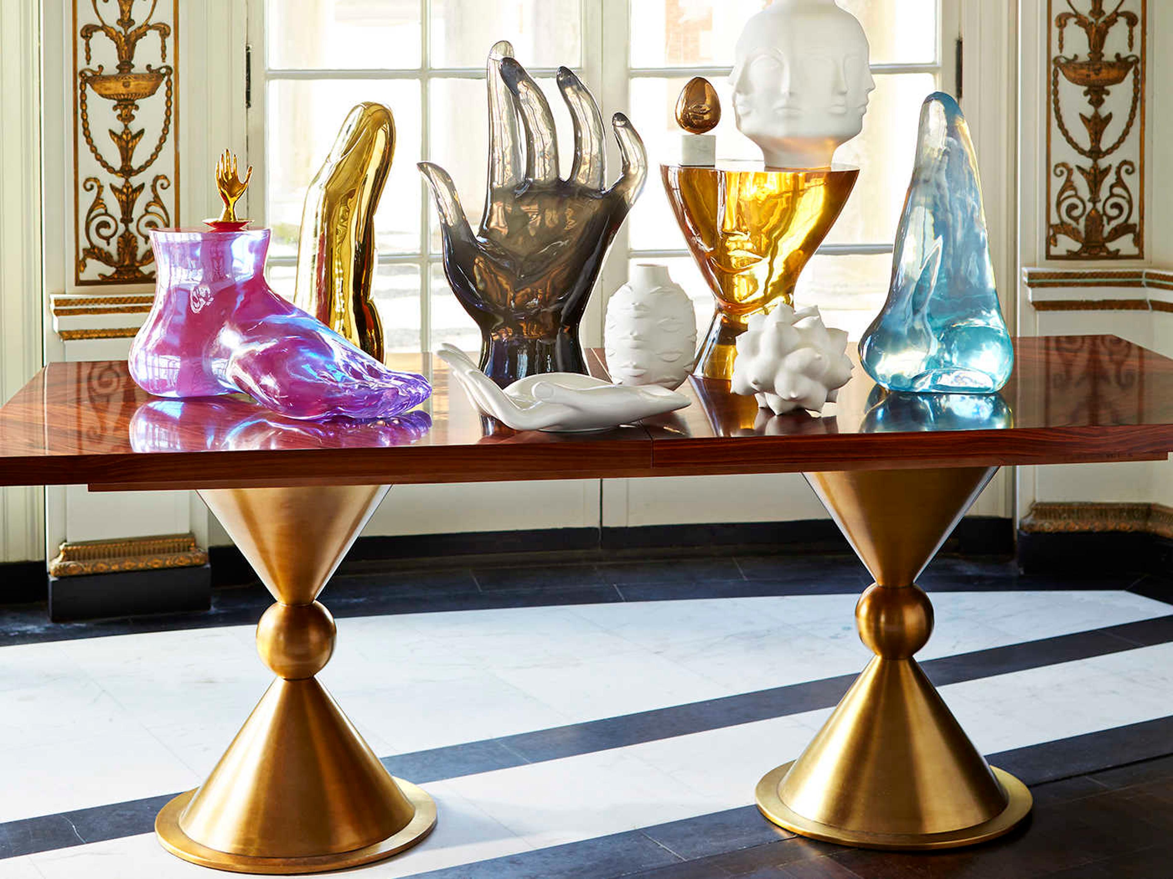 Jonathan Adler Acrylic Objets Round Orange End Table