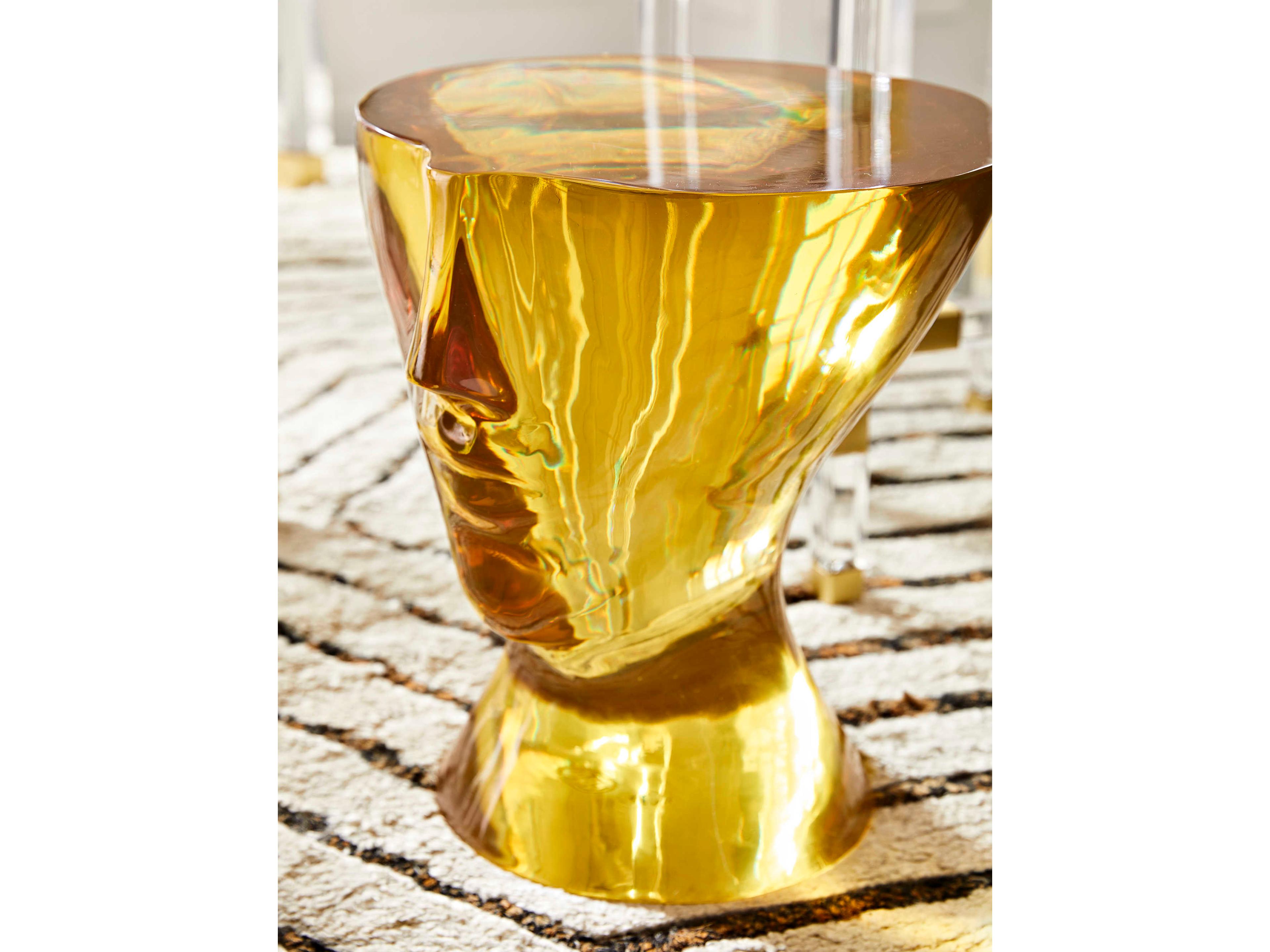 Jonathan Adler Acrylic Objets Round Orange End Table