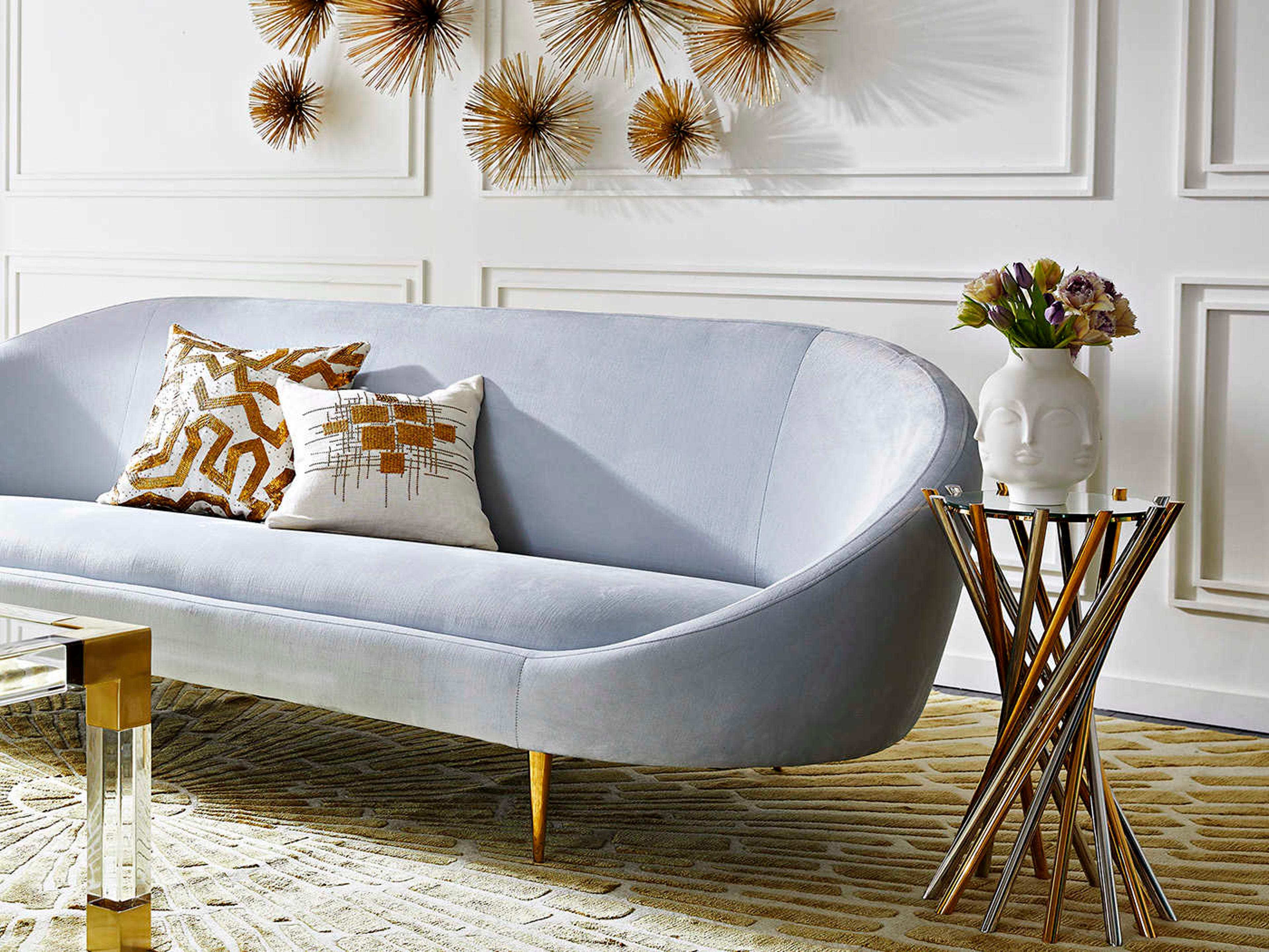 Jonathan Adler Electrum Round Glass Brass Nickel End Table