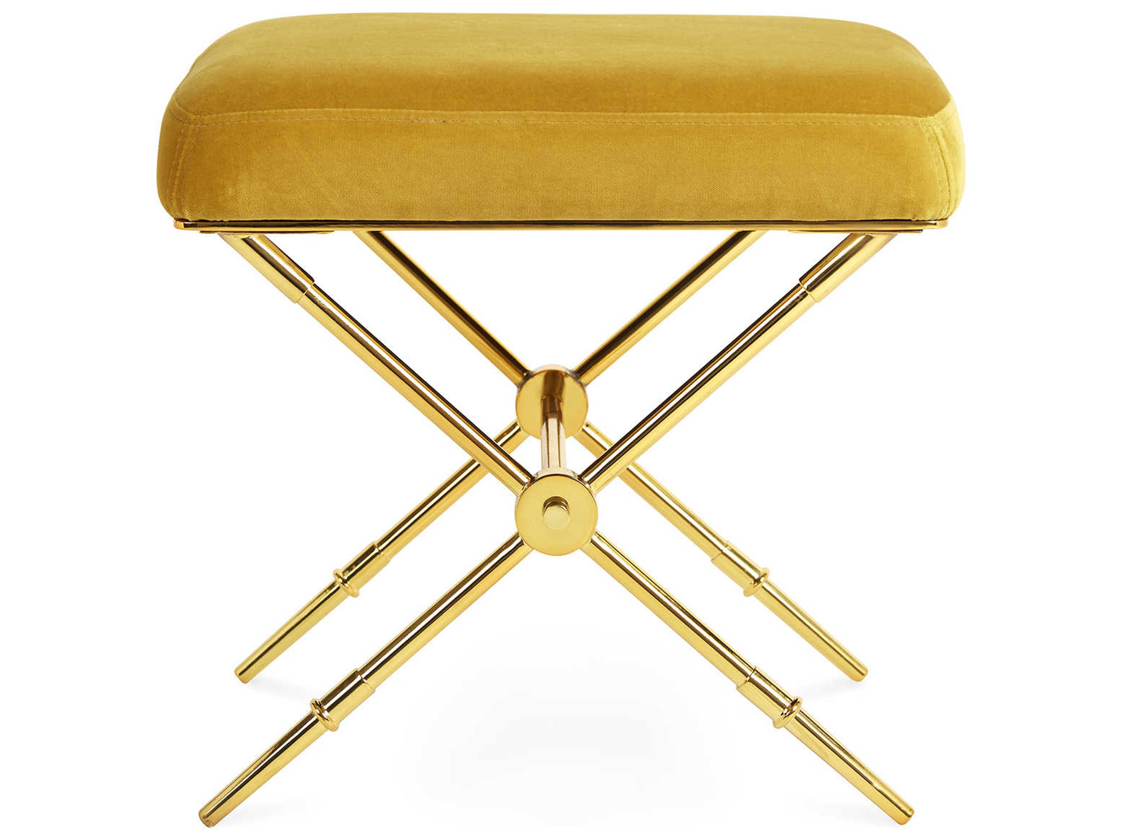 Jonathan Adler Rider Rialto Gold Velvet Upholstered Accent Bench