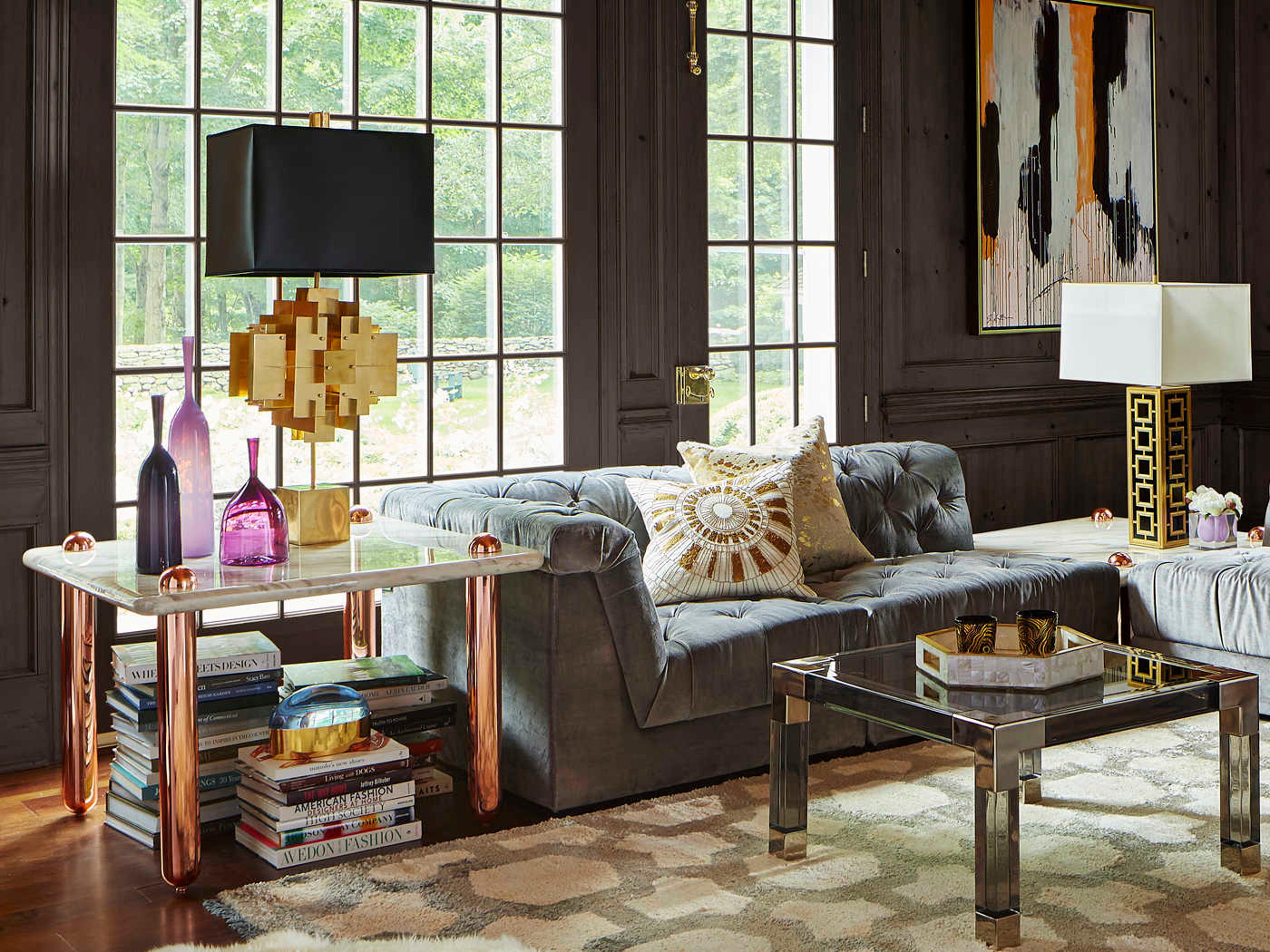 Jonathan Adler Puzzle Black Brass Buffet Lamp