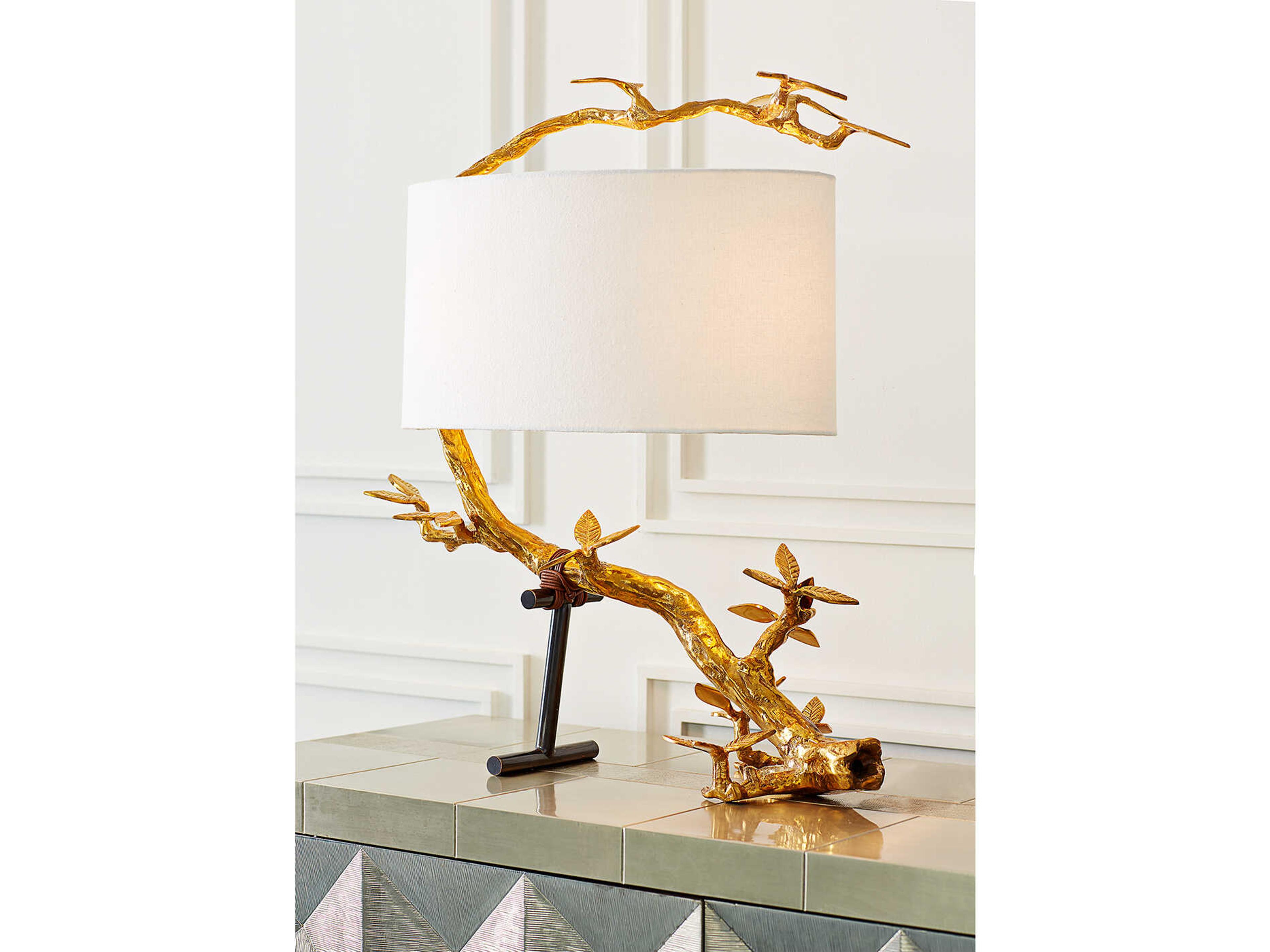Jonathan Adler Kyoto Blackened Brass Polished White Buffet Lamp