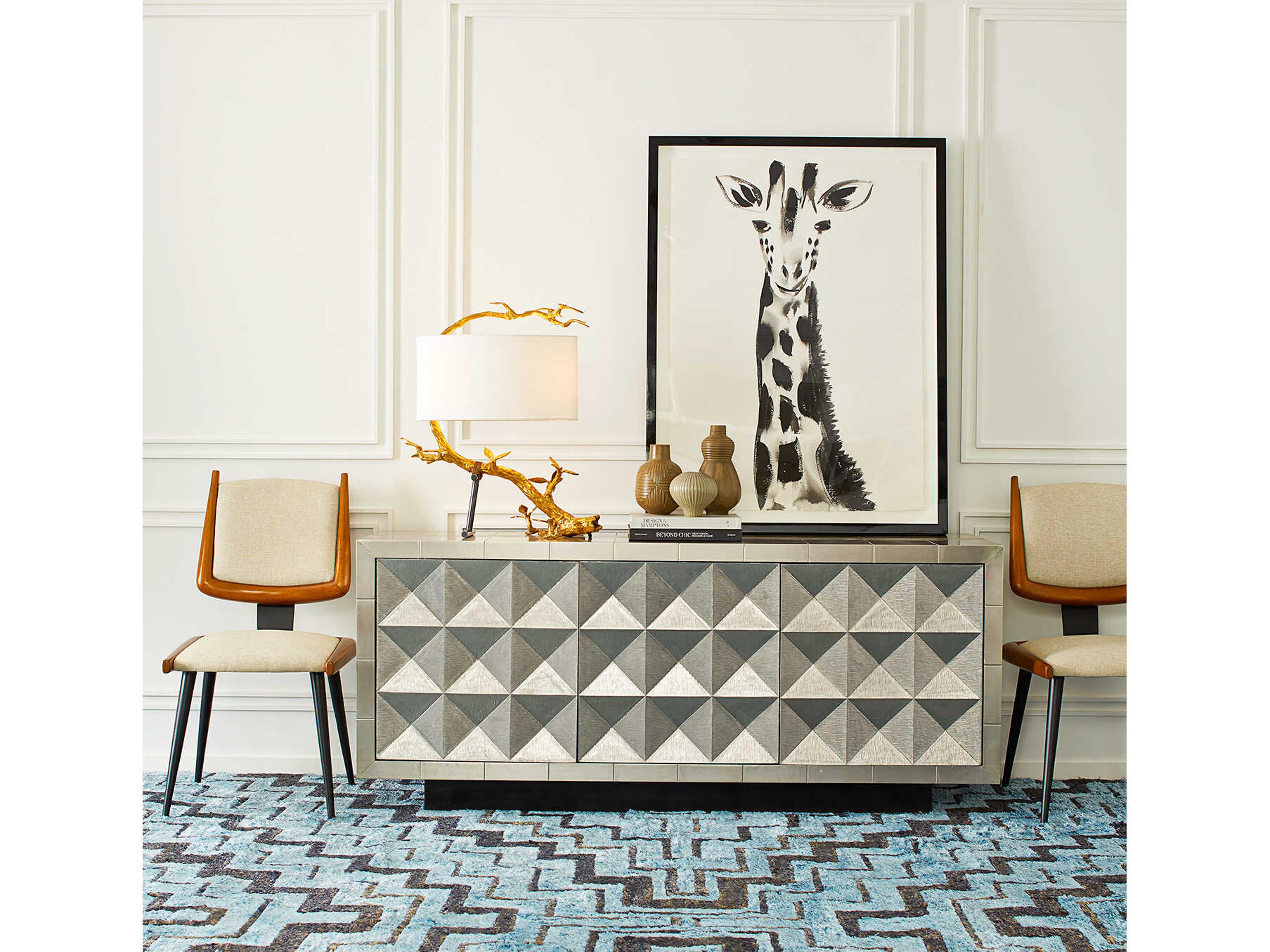 Jonathan Adler Kyoto Blackened Brass Polished White Buffet Lamp