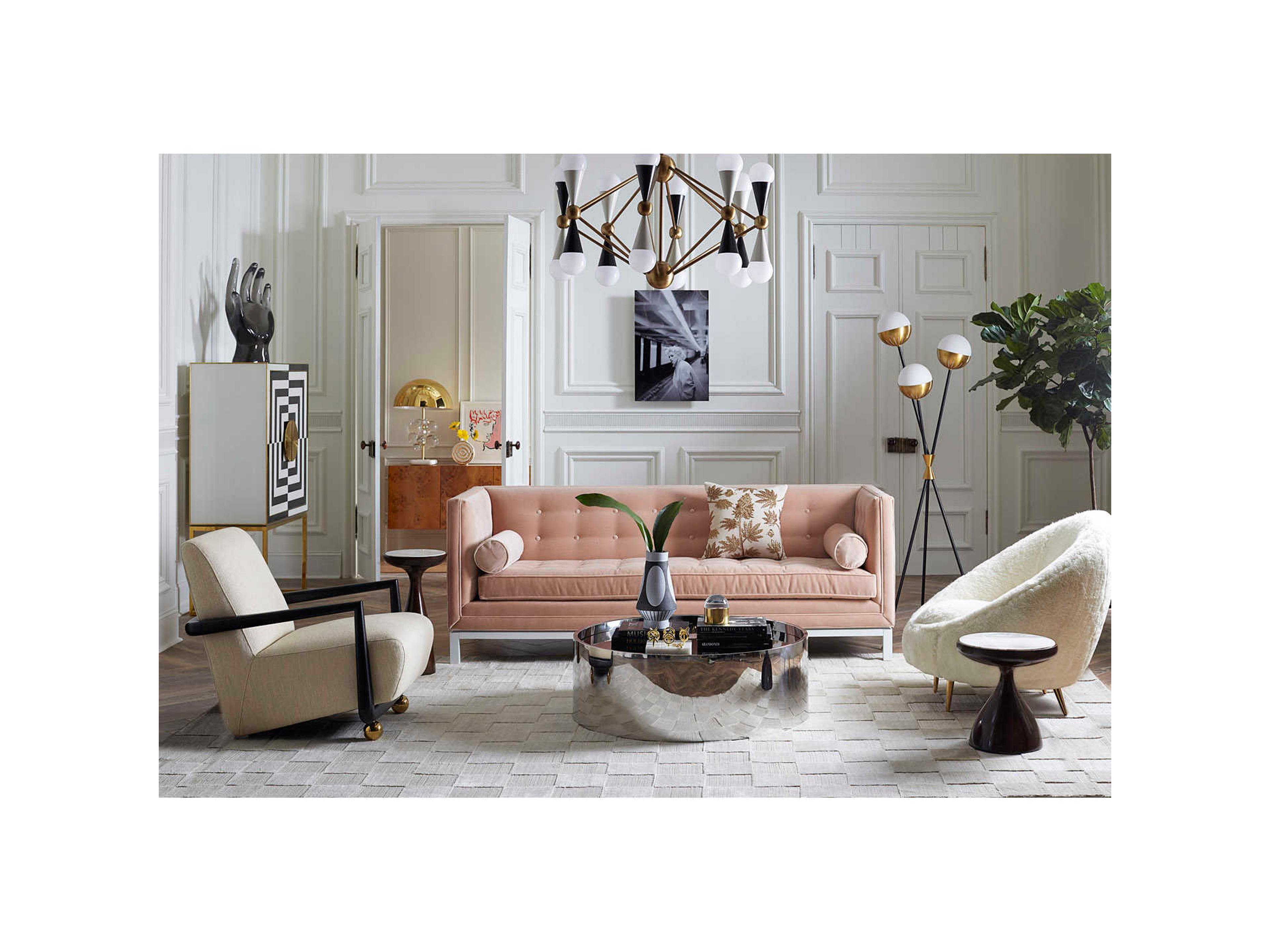 Jonathan Adler Caracas Glass Black Brass Floor Lamp