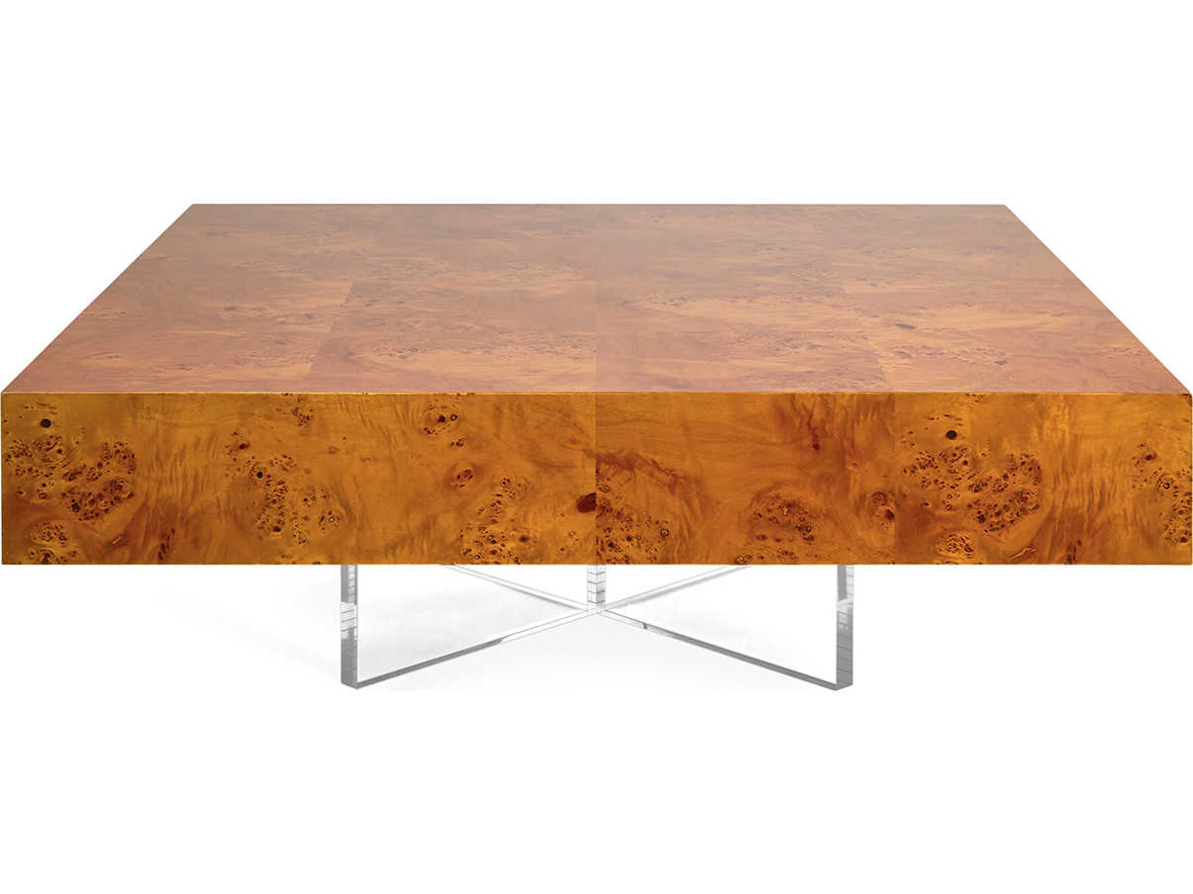 Jonathan Adler Bond Square Wood Burled Mappa Coffee Table