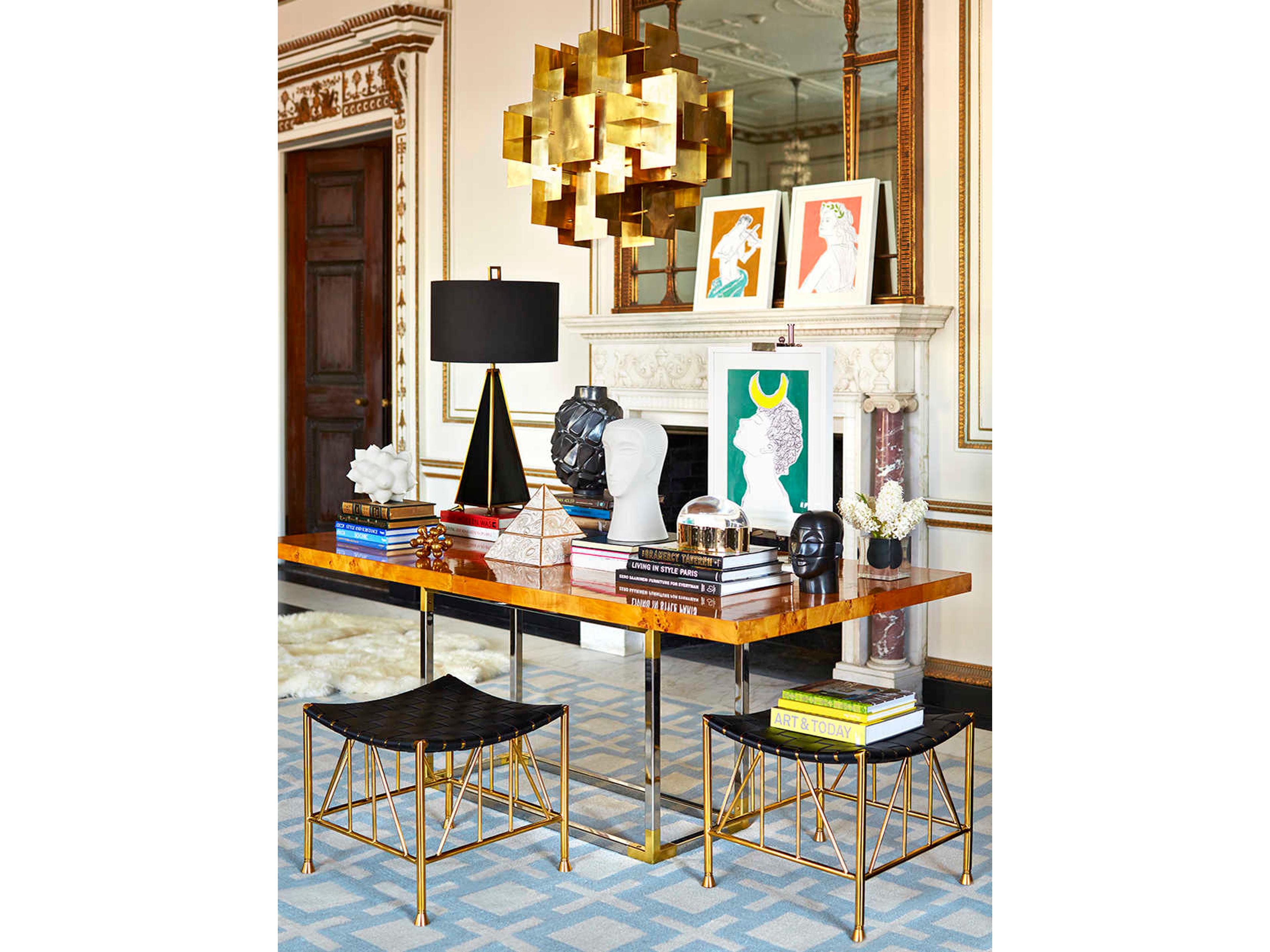 Jonathan Adler Bond Rectangular Wood Burled Mappa Dining Table