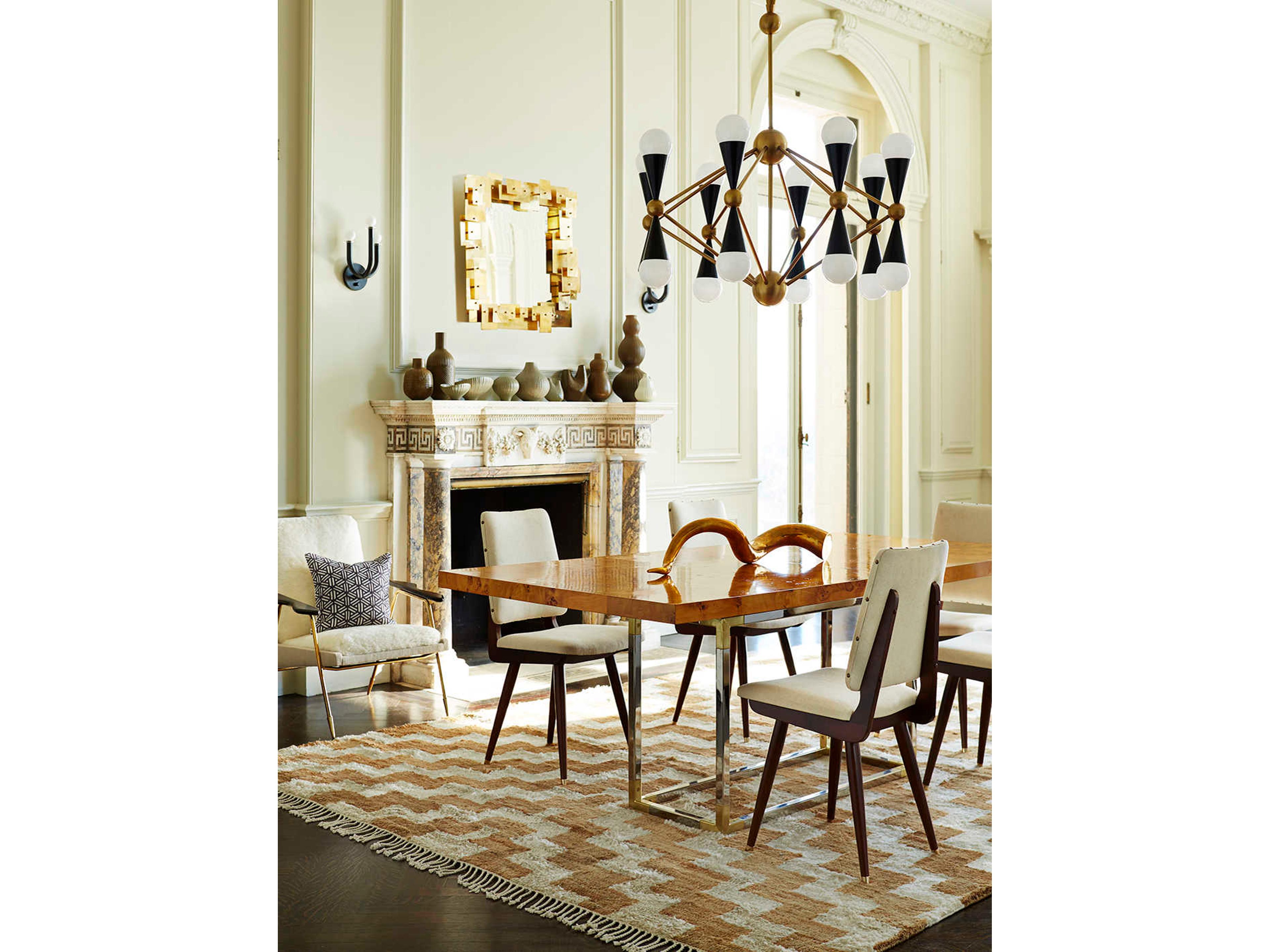 Jonathan Adler Bond Rectangular Wood Burled Mappa Dining Table